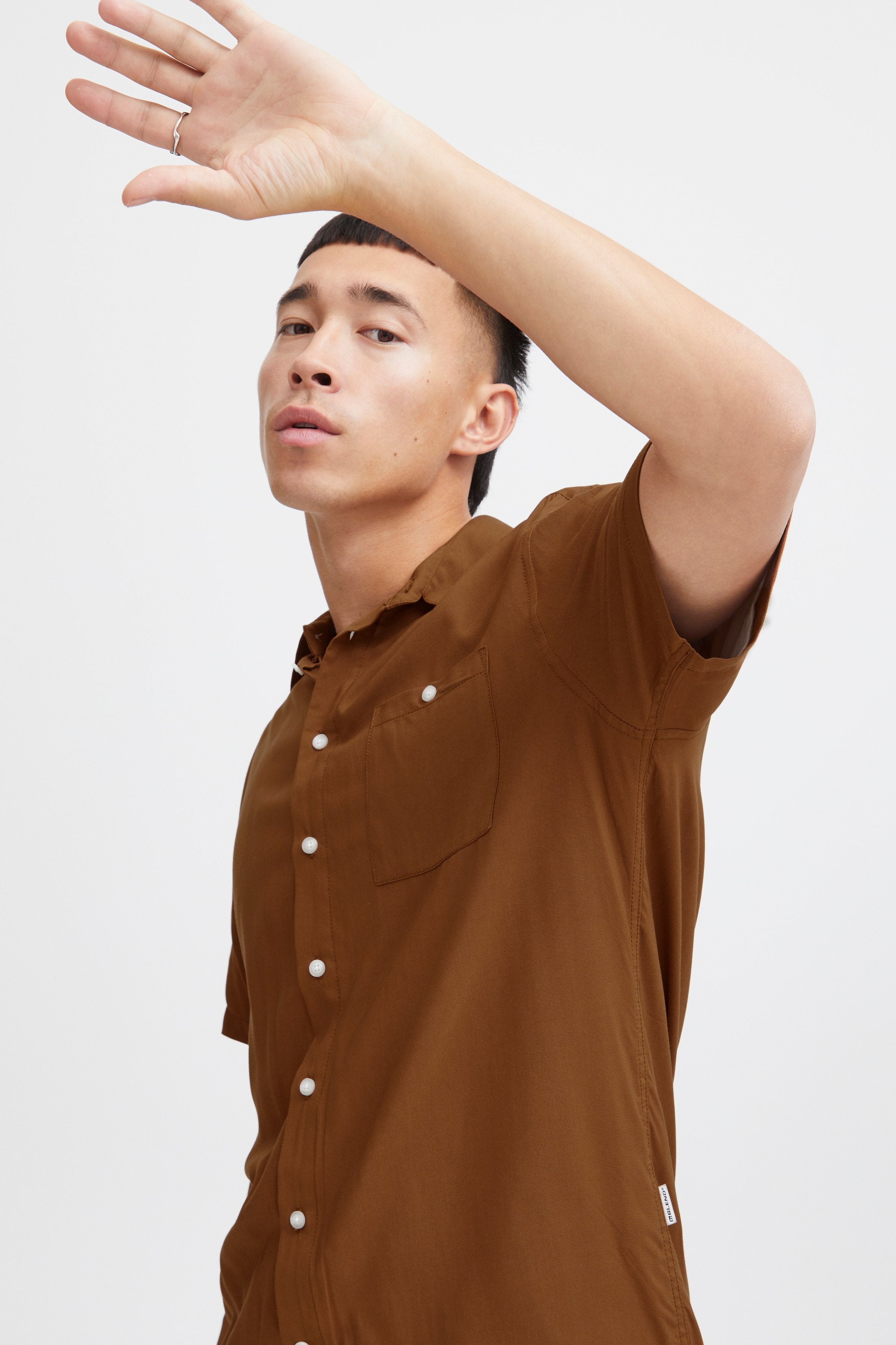 Wholesale,Blend, Blend Toffee Short Sleeve Shirt, Brown, Large-46-TagL