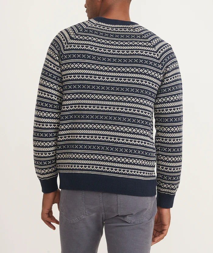Wholesale,Marine Layer, Marine Layer Navy/Cream Re-spun Pattern Sweater, Black, Medium-43-TagM