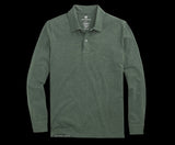 Mack Weldon Pine Heather Silver Long Sleeve Polo