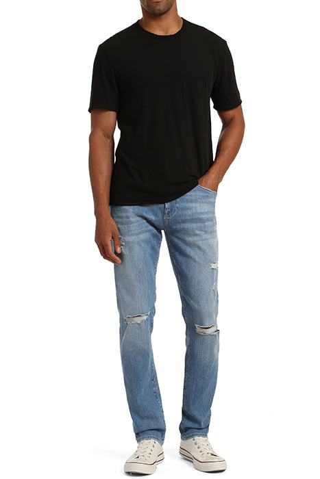 Mavi, Mavi Slim Organic Blue Mid Ripped Vintage Jeans, Blue, 32W-30L-Tag32