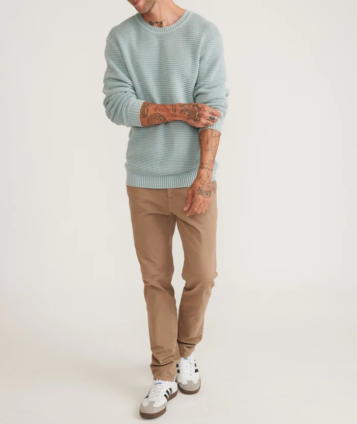 Marine Layer Light Blue Garment Dye Cotton Crewneck Sweater