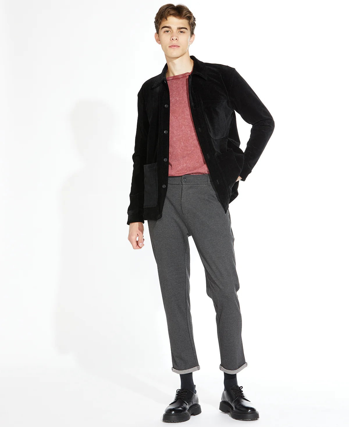 Civil Society Black Corduroy Velour Shirt Jacket –