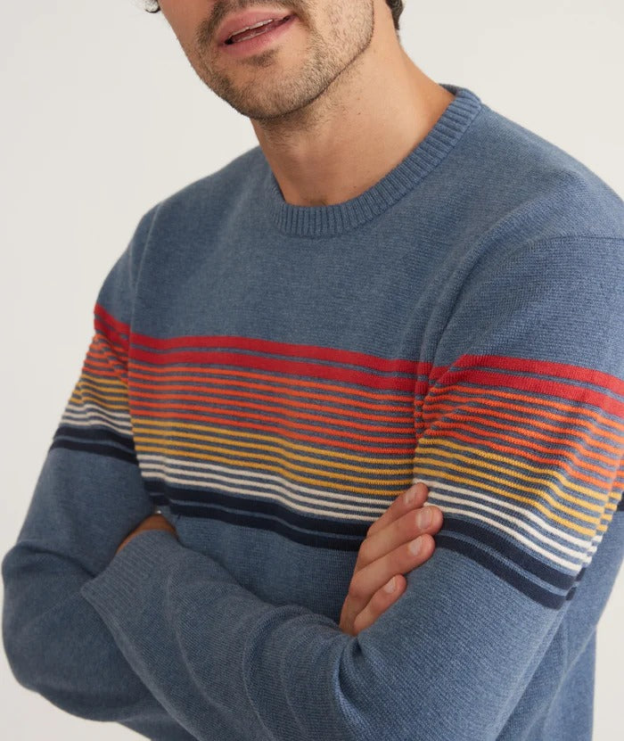 Marine Layer Blue Rainbow Stripe Long Sleeve Archive Thompson Sweater