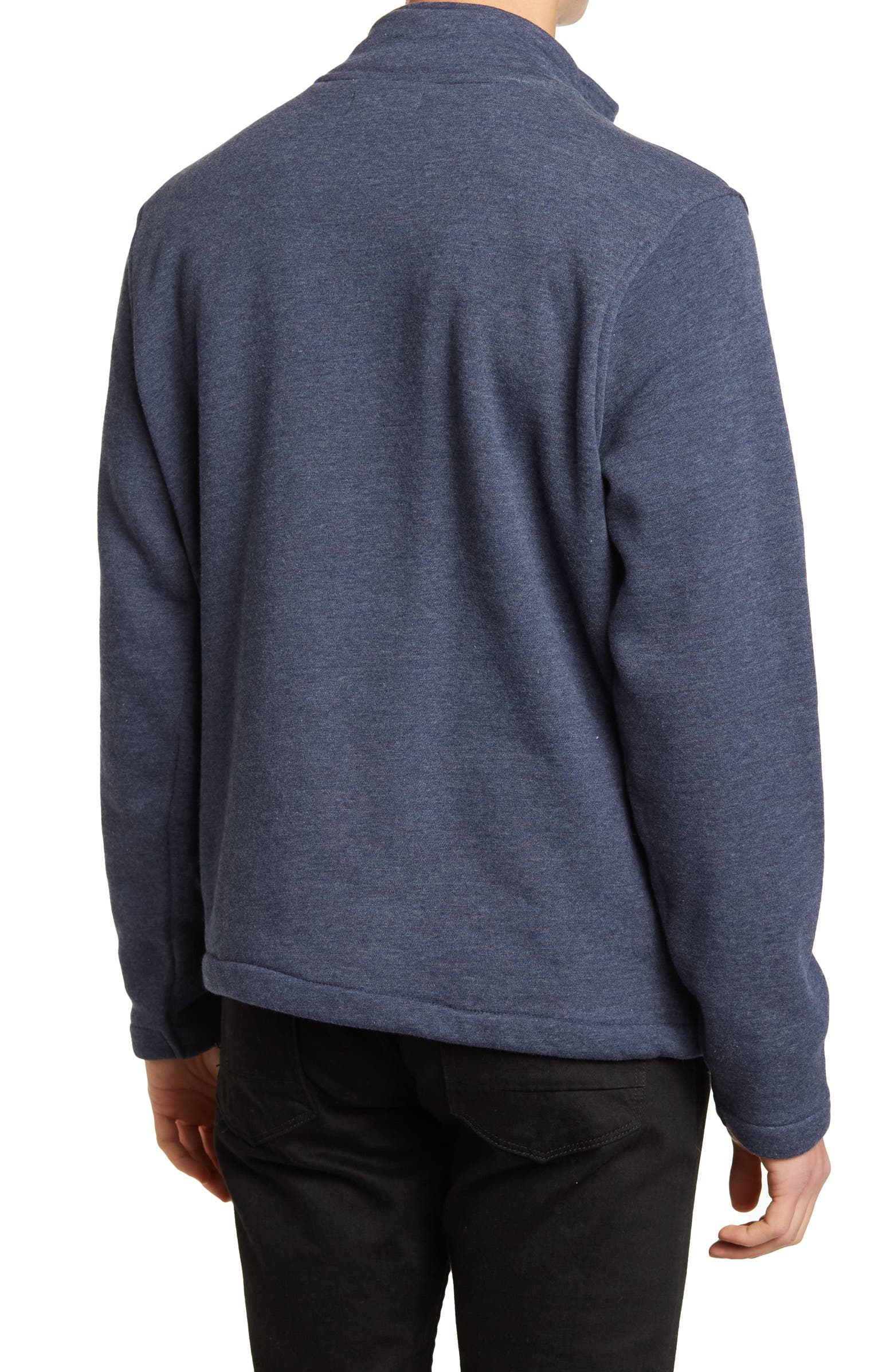 NORDSTROM RACK, Tailor Vintage Navy Heather Mock Neck Shearling Lined Pullover, Blue, Medium-46-TagM