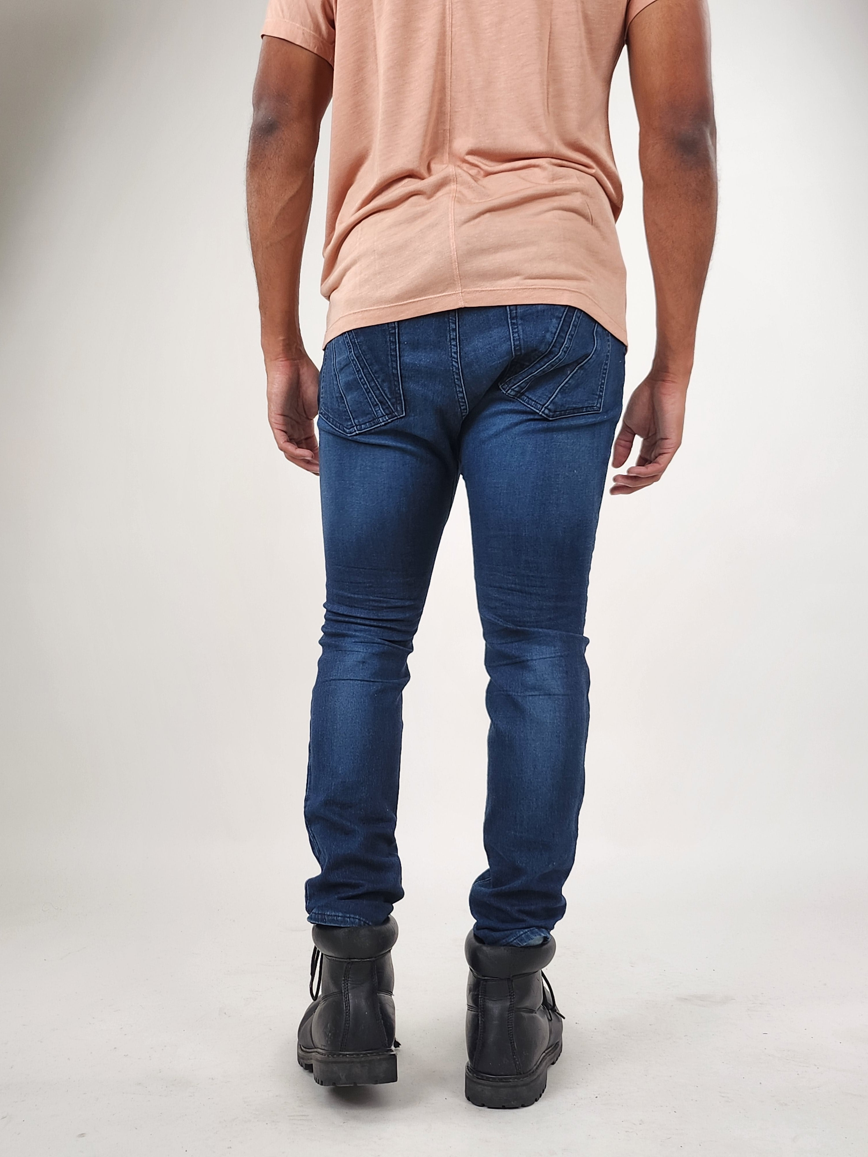 Wholesale,Reesedeluca, Reese De Luca Dark Blue Skinny Leg Stretch Denim Pants with Drop Crotch, Blue, 33W-32L-TagM