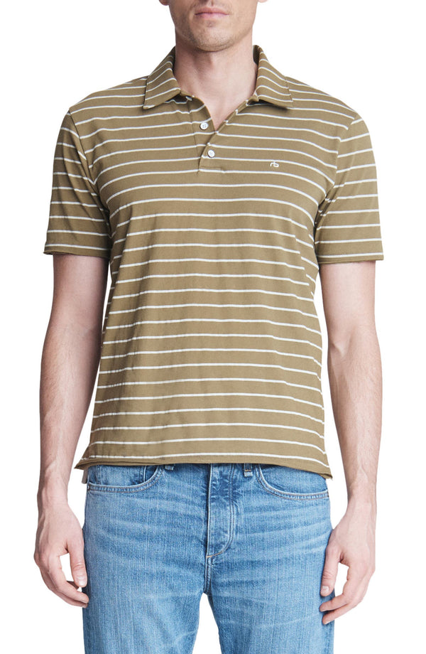 Rag & Bone Green Striped Polo