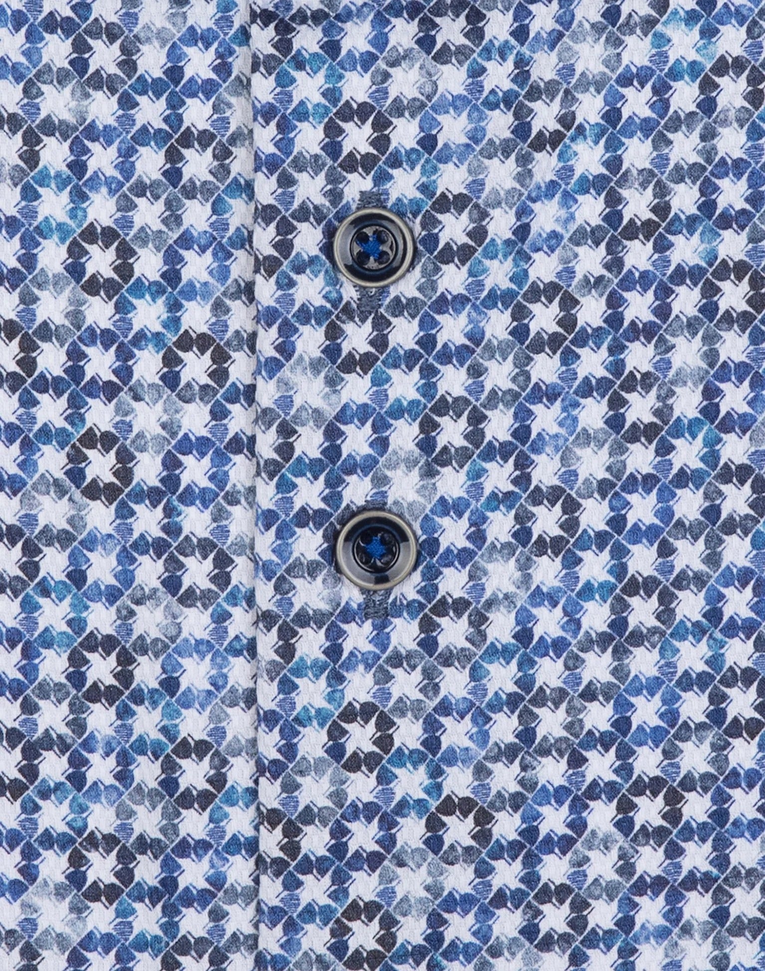 Brand Partner,R2 Amsterdam, R2 Amsterdam Blue/White Geo Lamp Print Cotton Long Sleeve Button Up Shirt, Blue, Medium-43-Tag41
