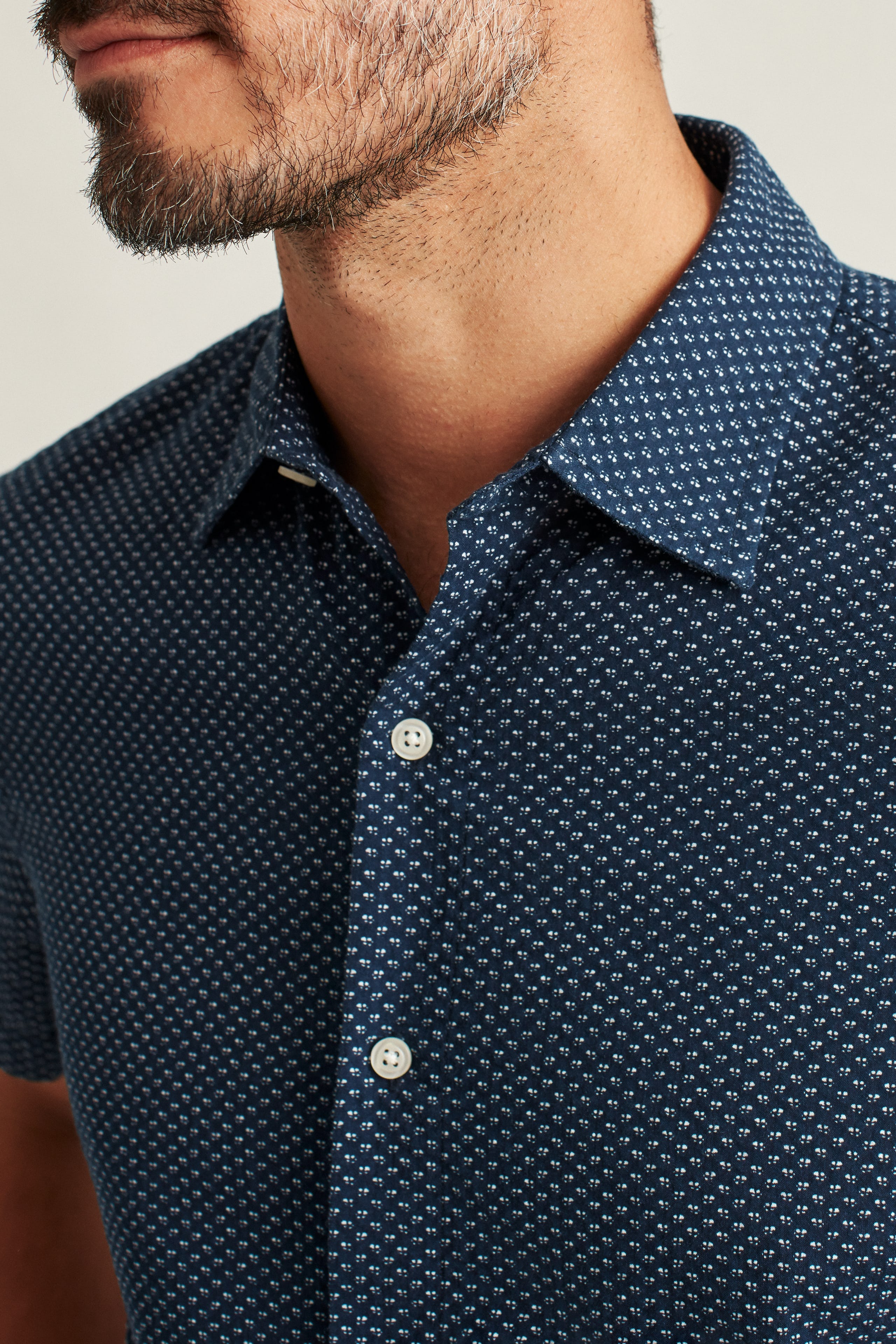 Wholesale,Bonobos, Bonobos Blue Seersucker Flower Print Stretch Short Sleeve Shirt, Blue, Medium-42-TagM