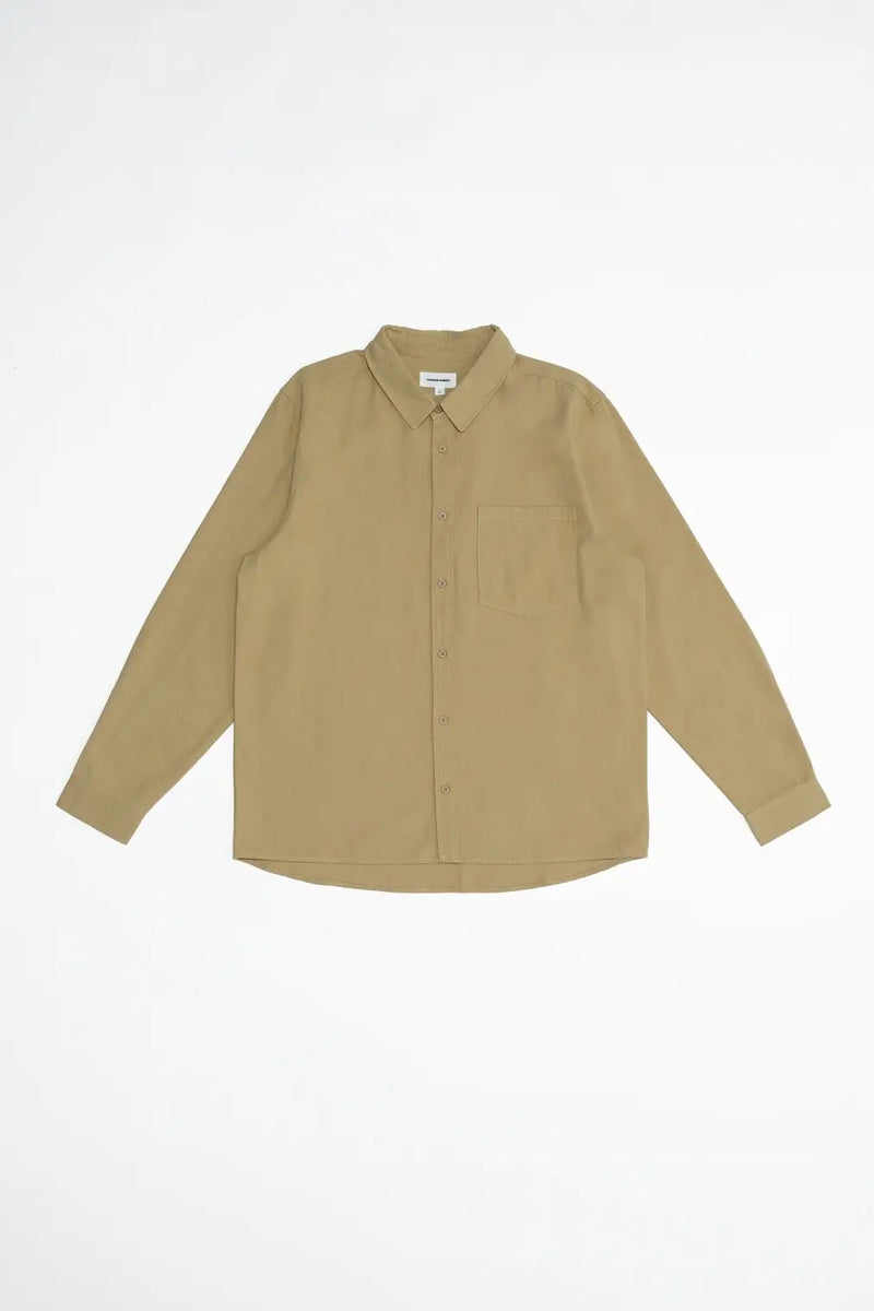 Common Market Tan Twill Long Sleeve Button Up Shirt With Front Chest Pocket