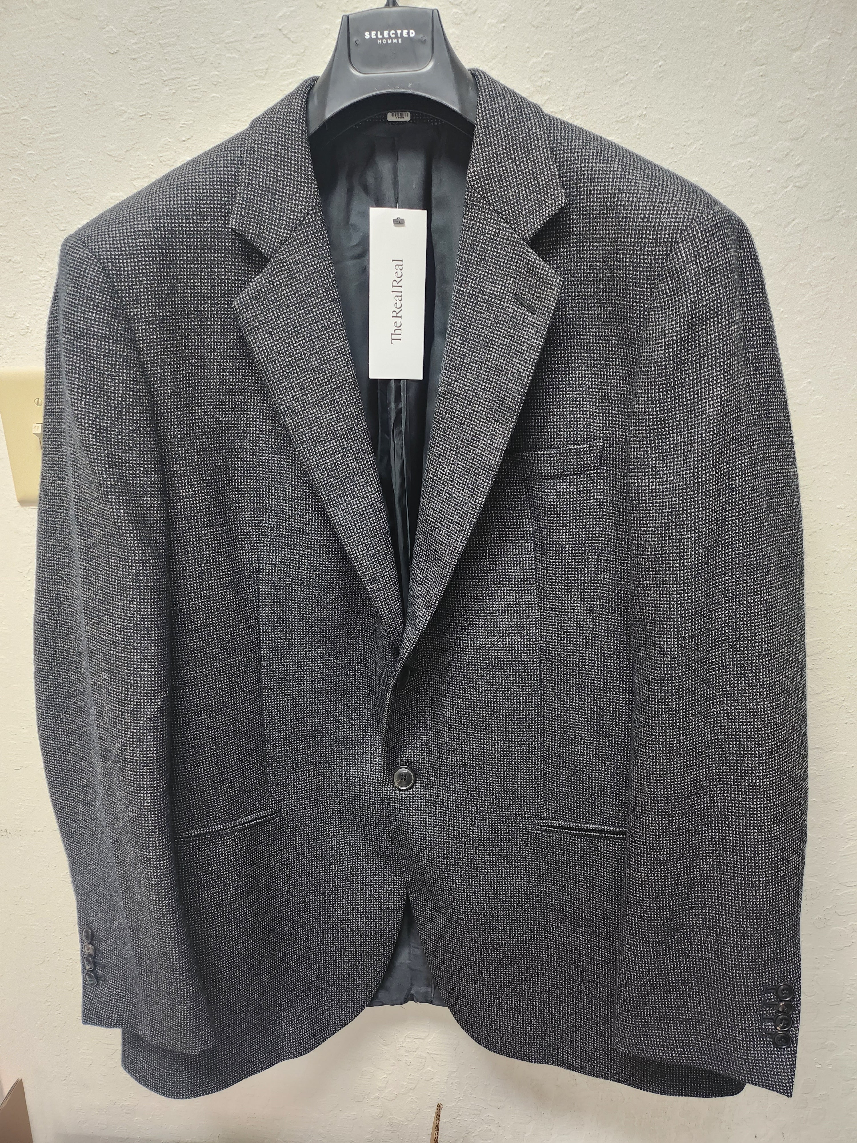 RealReal,Giorgio Armani, Giorgio Armani Grey Wool Plaid Print Blazer, Grey, Extra Large-47-TagXL