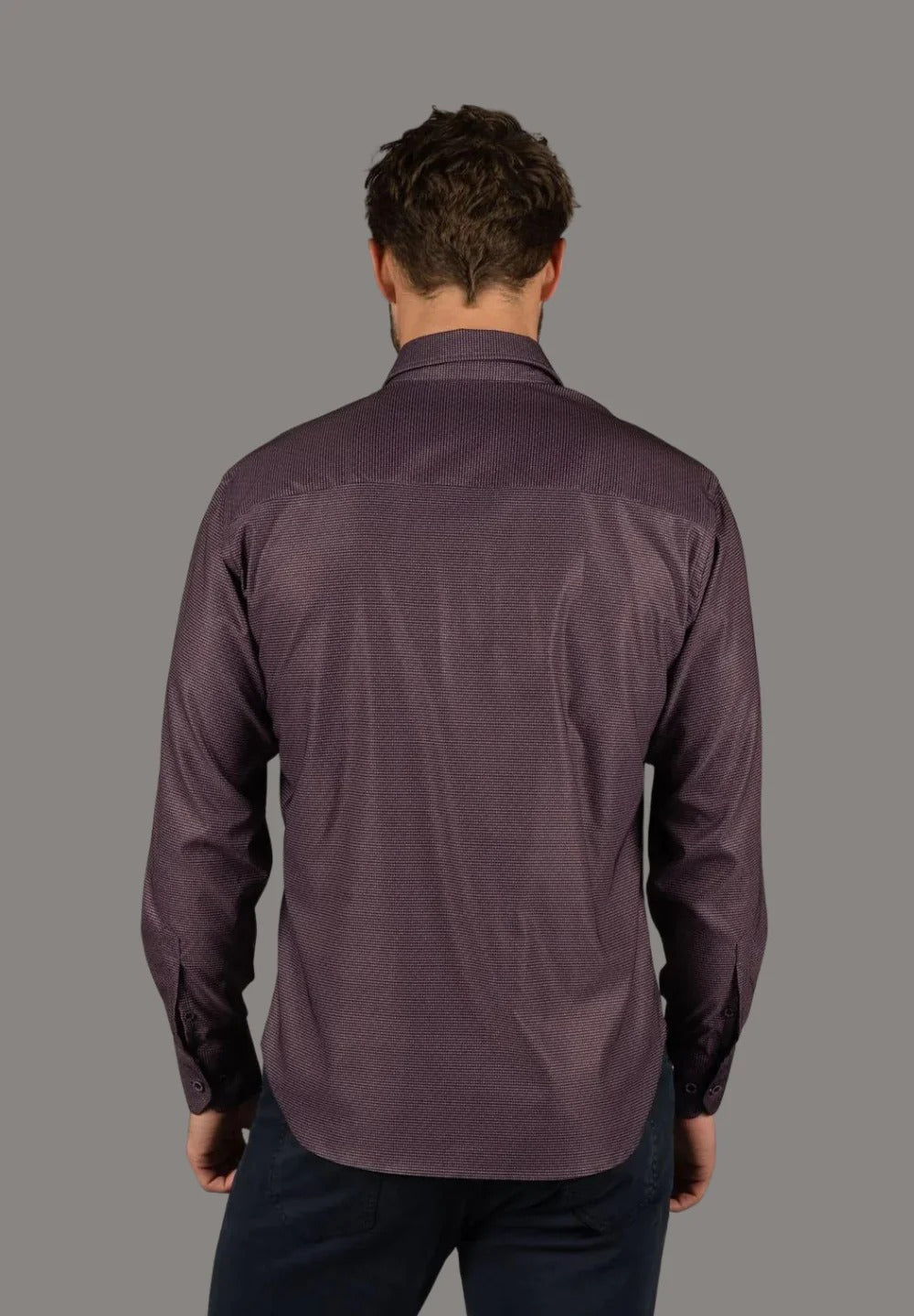 Wholesale,American Heritage, Visconti Black Purple/Black Dotted Performance Stretch Shirt, Purple, Small-42-TagSMedium-44-TagMLarge-46-TagLExtra Large-48-TagXLExtra Extra Large-50-TagXXL