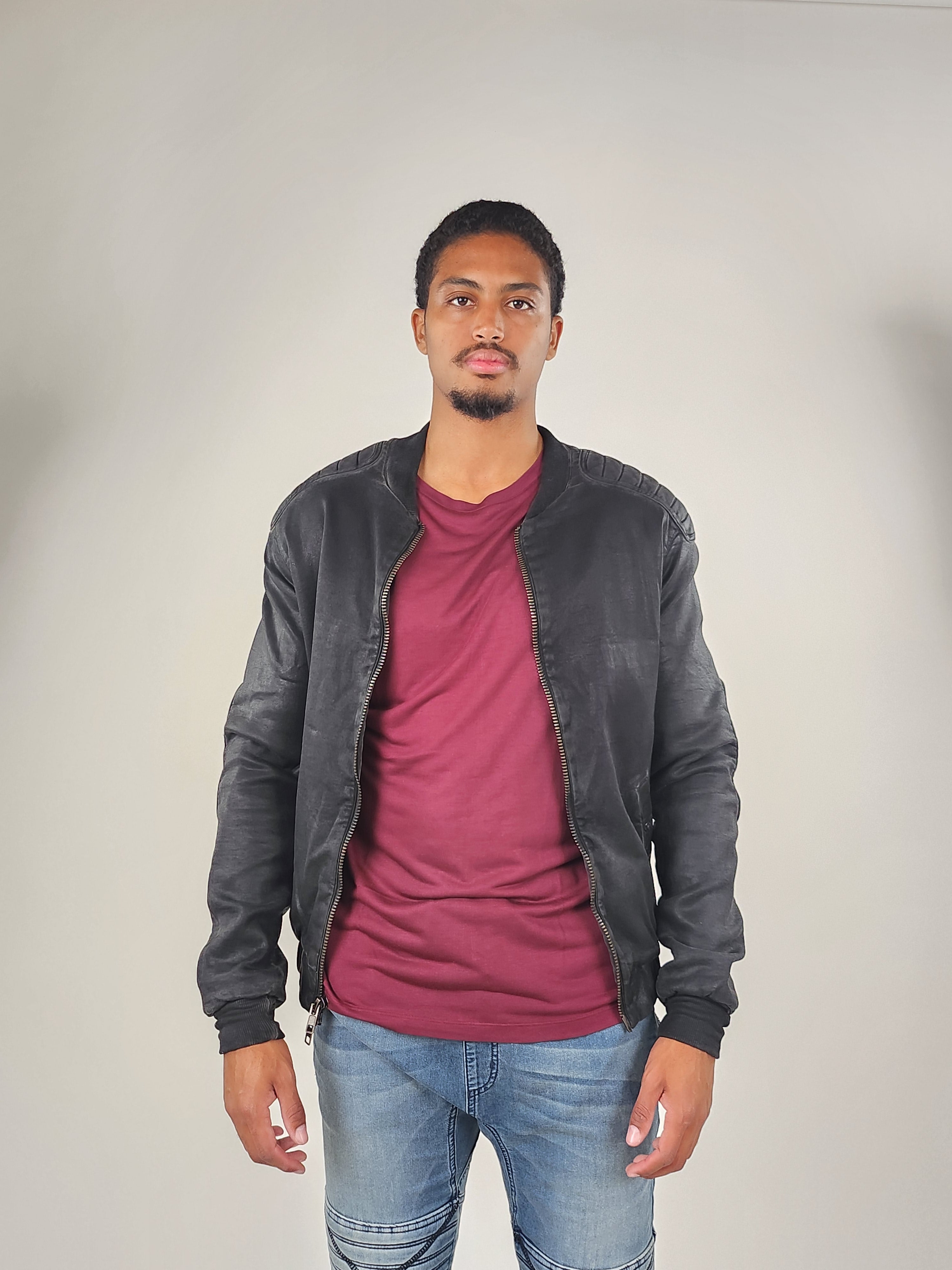 Wholesale,Reesedeluca, Reese De Luca Black Long Sleeve Jacket with Padded Shoulder and Elbow, Black, Medium-42-TagM