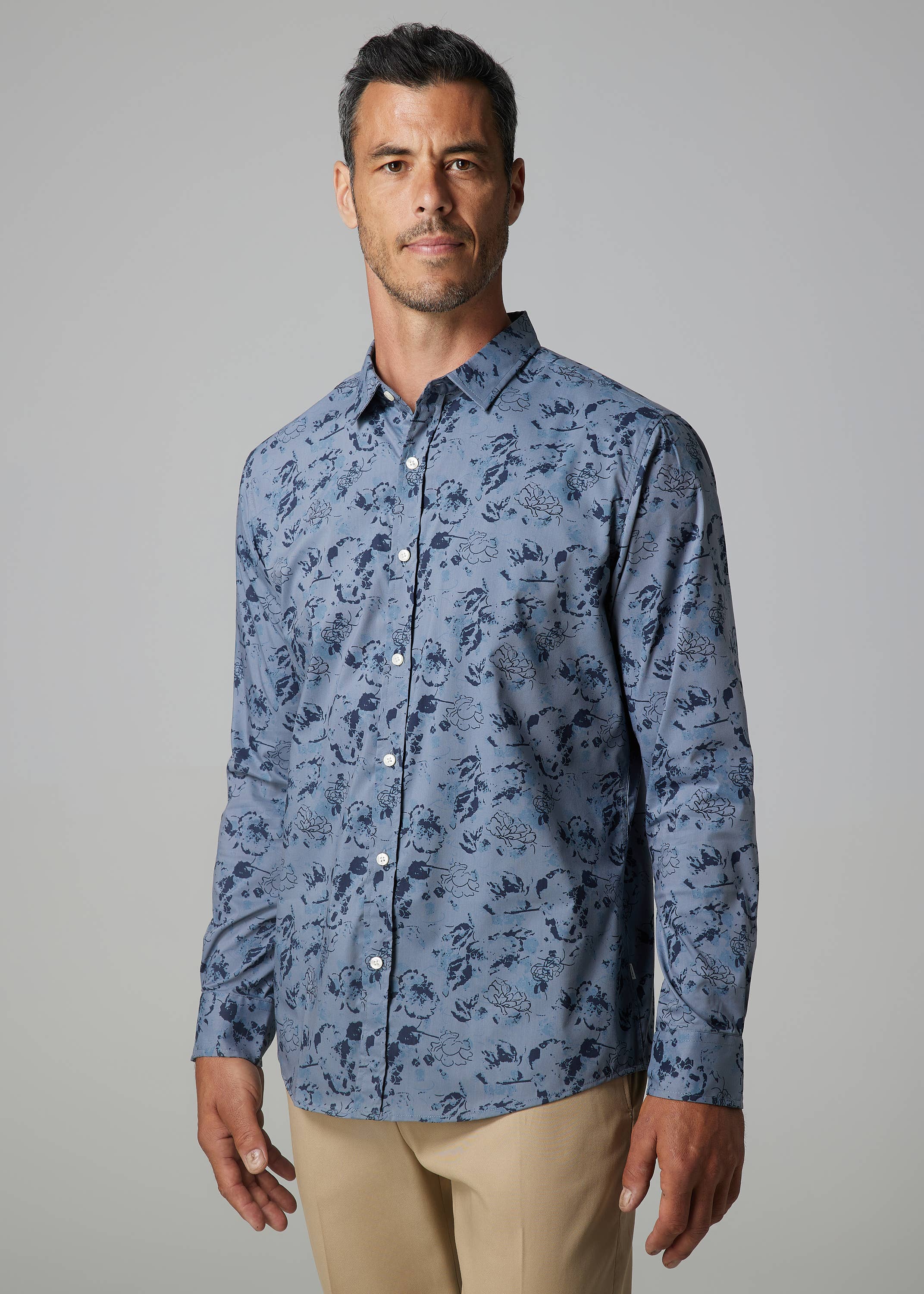 Faire,Julian & Mark, Julian & Mark Blue Floral Print Button Up Shirt, Blue, Medium-44-TagM