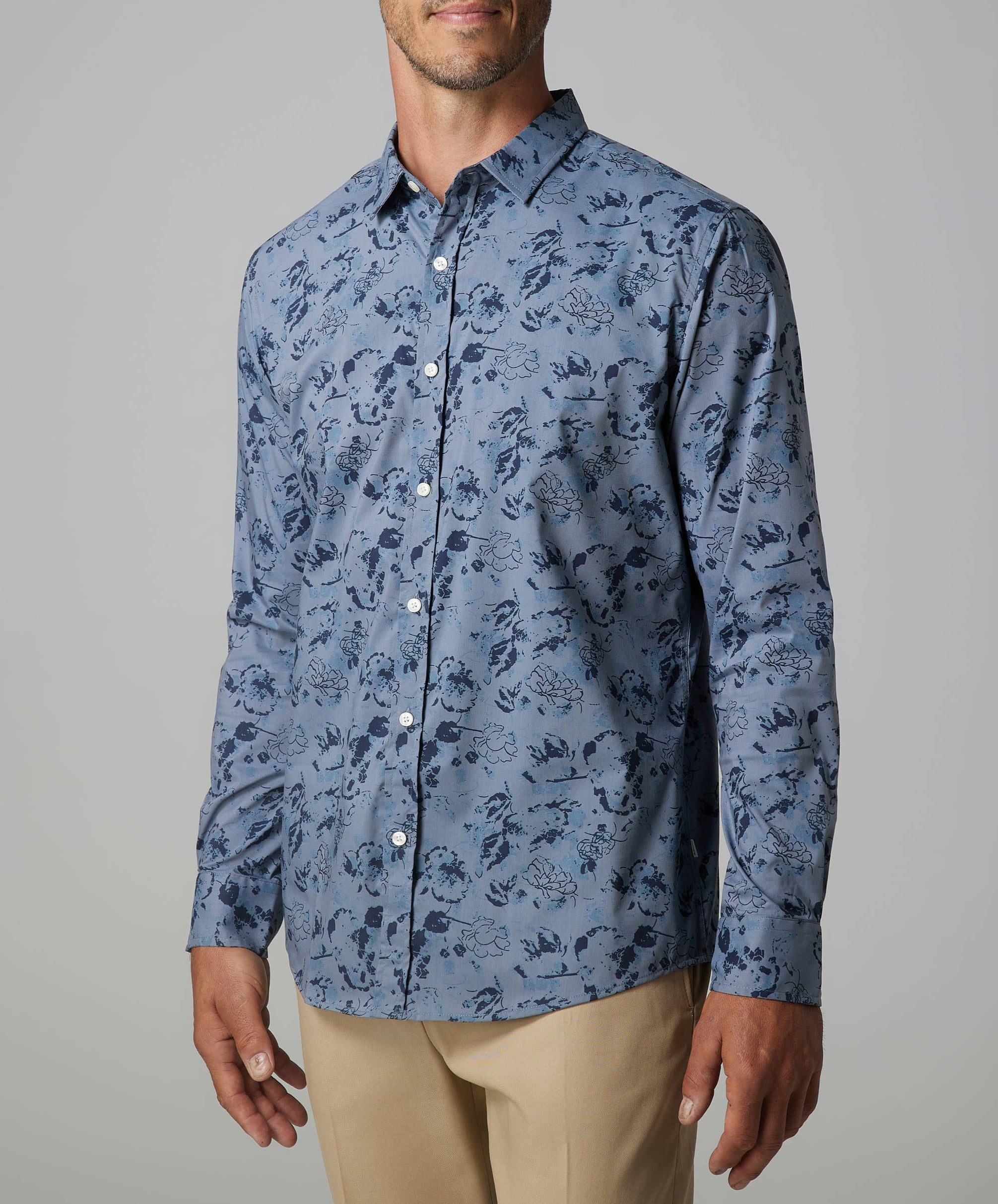 Faire,Julian & Mark, Julian & Mark Blue Floral Print Button Up Shirt, Blue, Medium-43-TagM