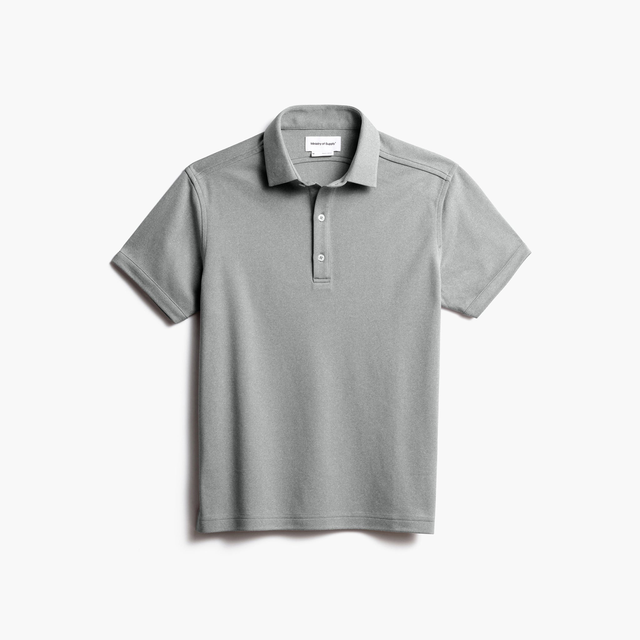 Wholesale,Ministry of Supply, Ministry of Supply Charcoal Heather Brushed 4 Way Stretch Short Sleeve Polo, Grey, Extra Large-45-TagXL
