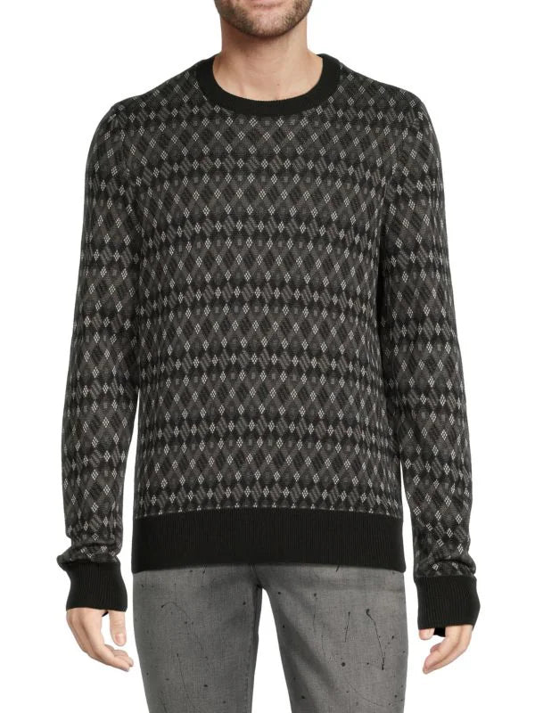 Other,Ben Sherman, Ben Sherman Black Fair Isle Crewneck Sweater, Black, Medium-42-TagMLarge-45-TagL