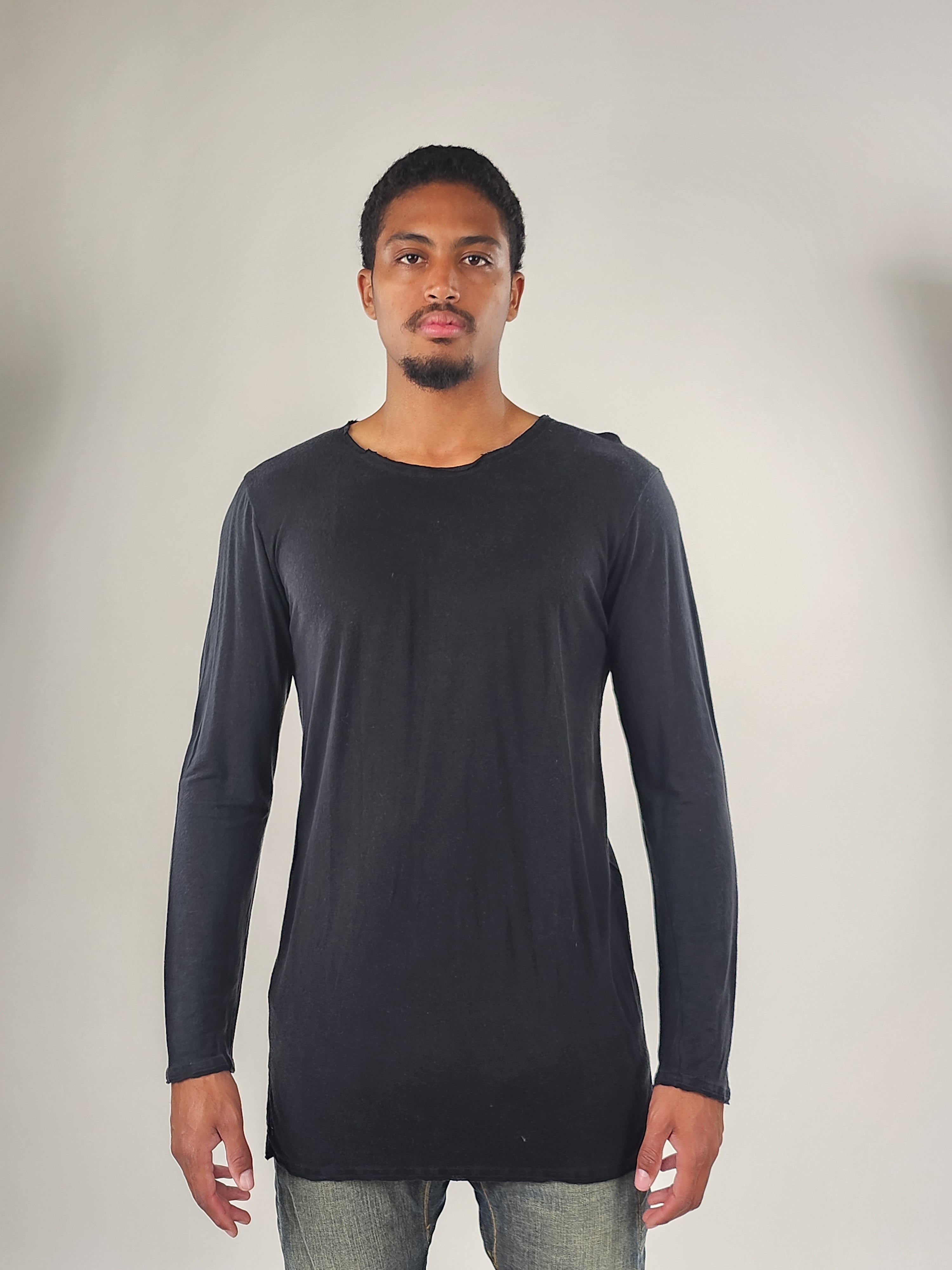 Wholesale,Reesedeluca, Reese De Luca Black Long Sleeve T-Shirt, Black, Medium-41-TagM