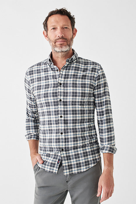 Otrium,Faherty, Faherty Grey/White Flannel Long Sleeve Button Up Shirt, Grey, Small-40-TagS