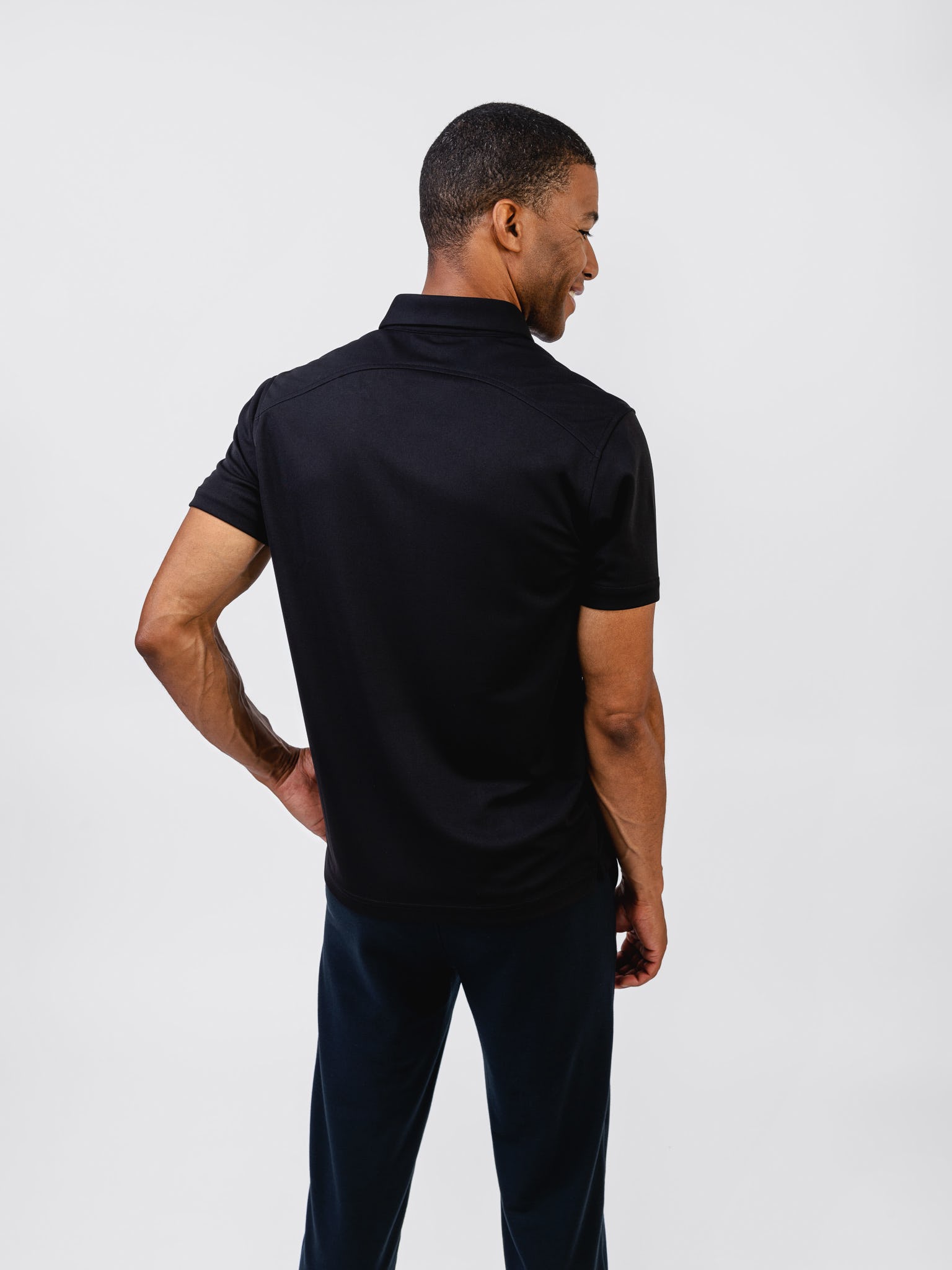 Wholesale,Ministry of Supply, Ministry of Supply Black 4 Way Stretch Short Sleeve Polo, Black, Large-43-TagL