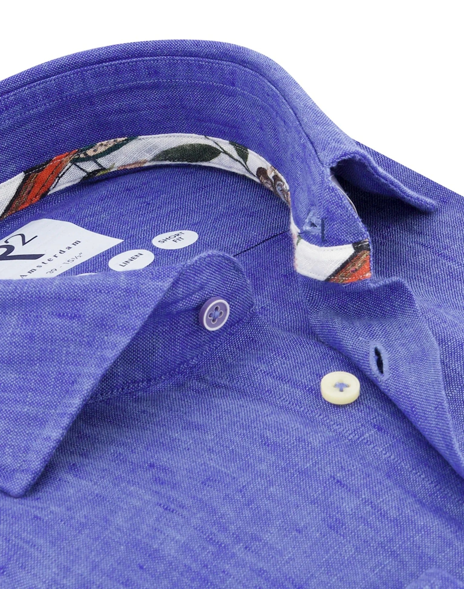 Brand Partner,R2 Amsterdam, R2 Amsterdam Dark Blue Linen Long Sleeve Shirt, Blue, Medium-44-Tag41