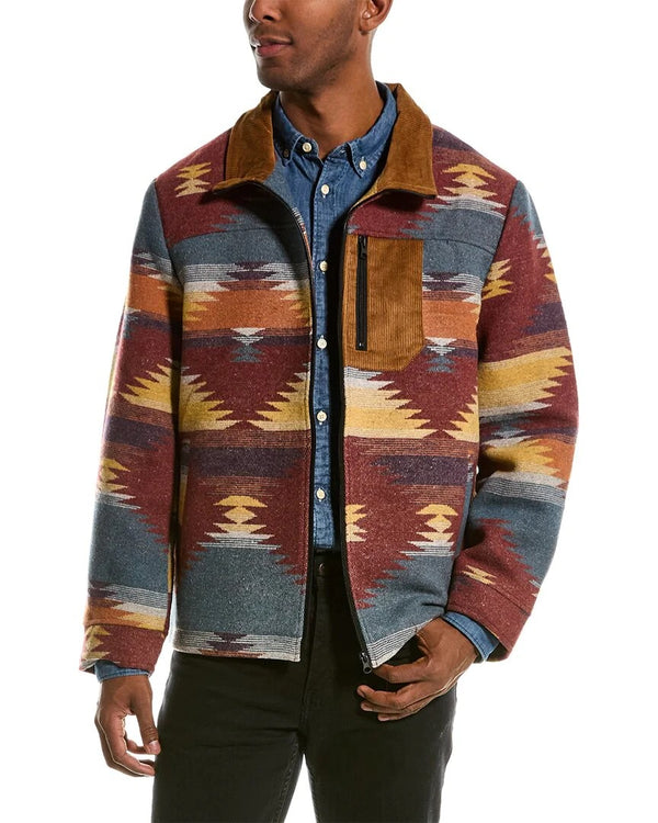 American Stitch Red Multicolor Navajo Print Shirt Jacket