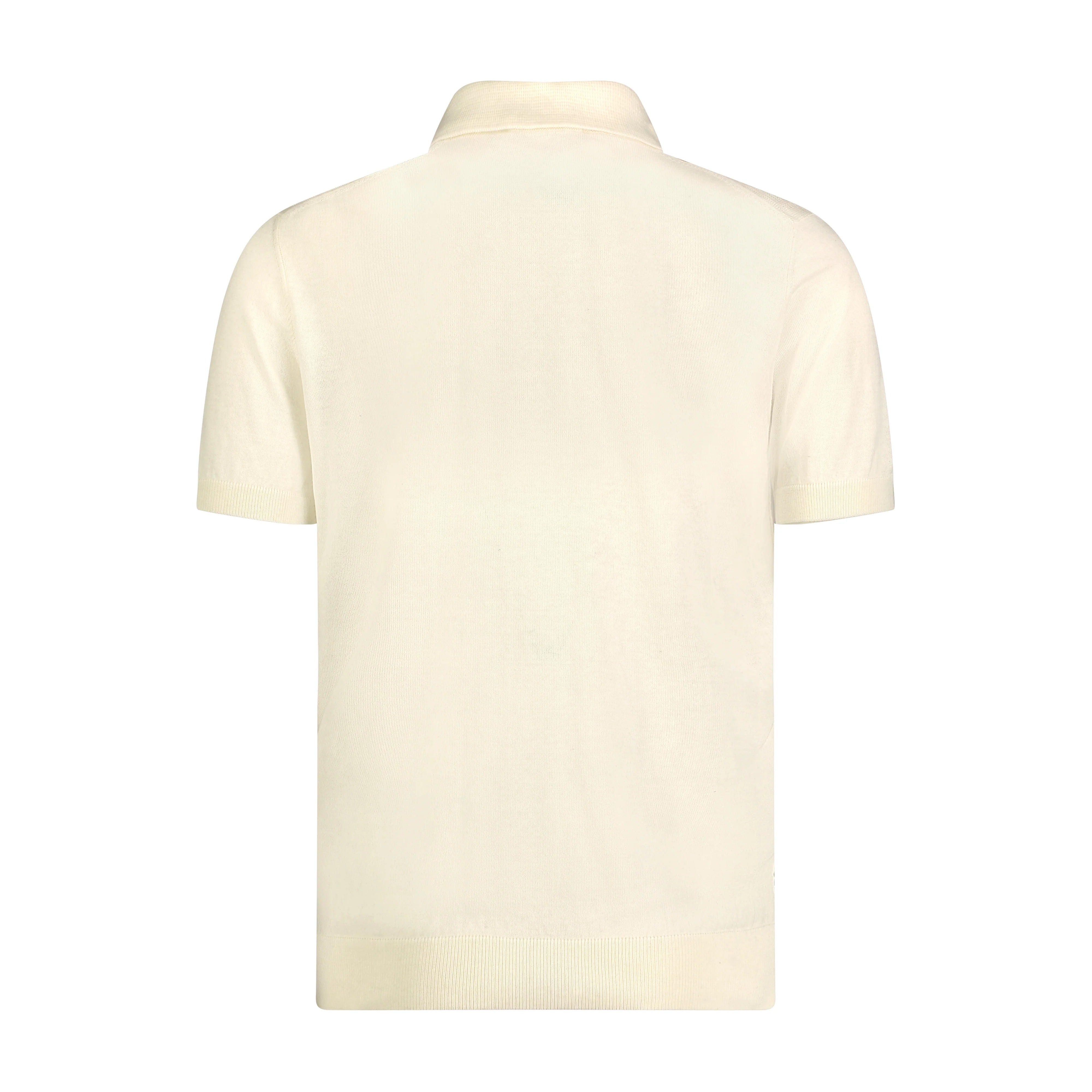 Wholesale,Luchiano Visconti, Luchiano Visconti Cream with Tan Front Panel Qtr Zip Short Sleeve Knit Polo, Cream, Large-42-TagL
