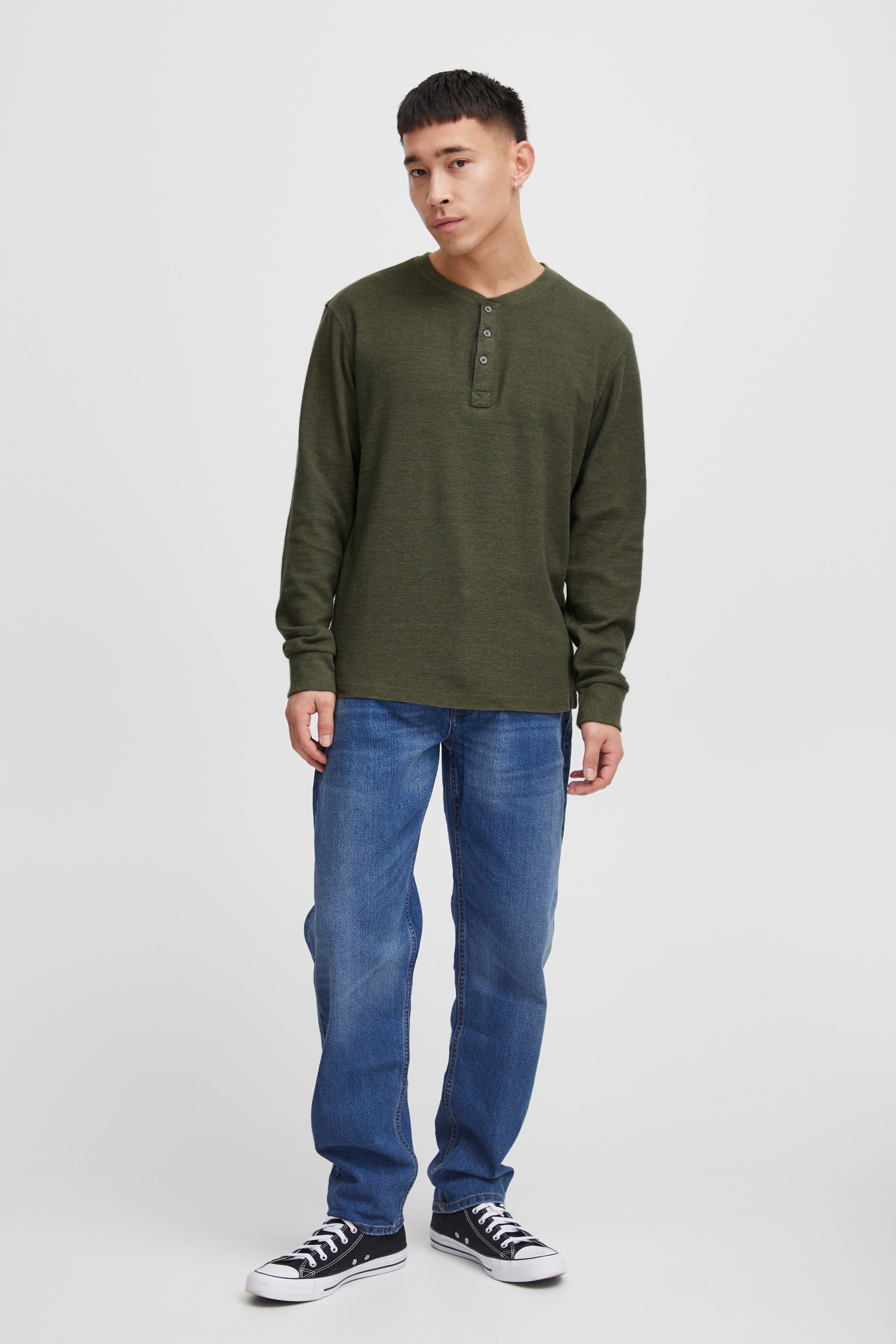 Other,Blend, Blend Dusty Olive Long Sleeve Henley, Green, Large-44-TagL