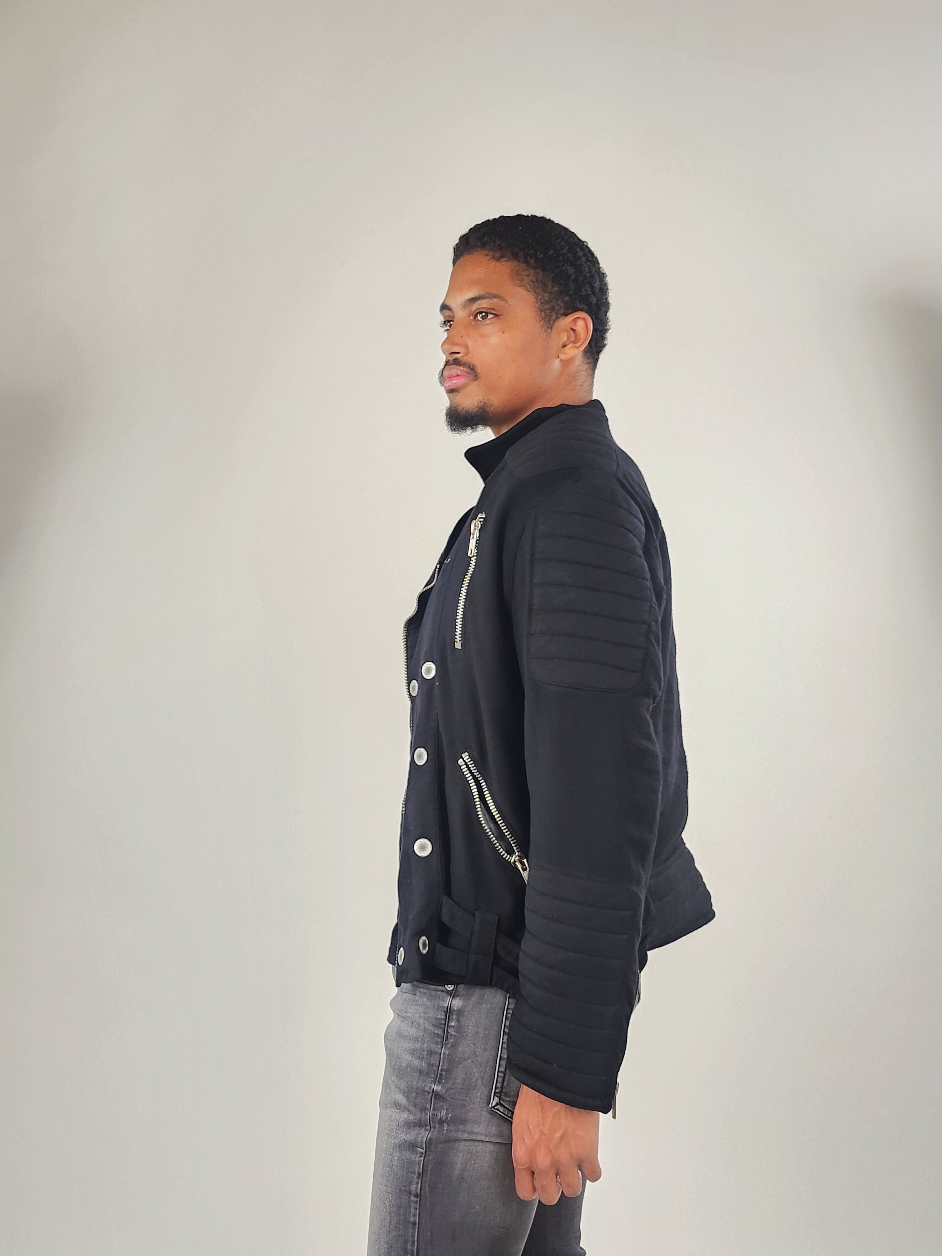 Wholesale,Reesedeluca, Reese De Luca Black Long Sleeve Jacket with Padded Sleeves and Shoulders, Black, Medium-44-TagM