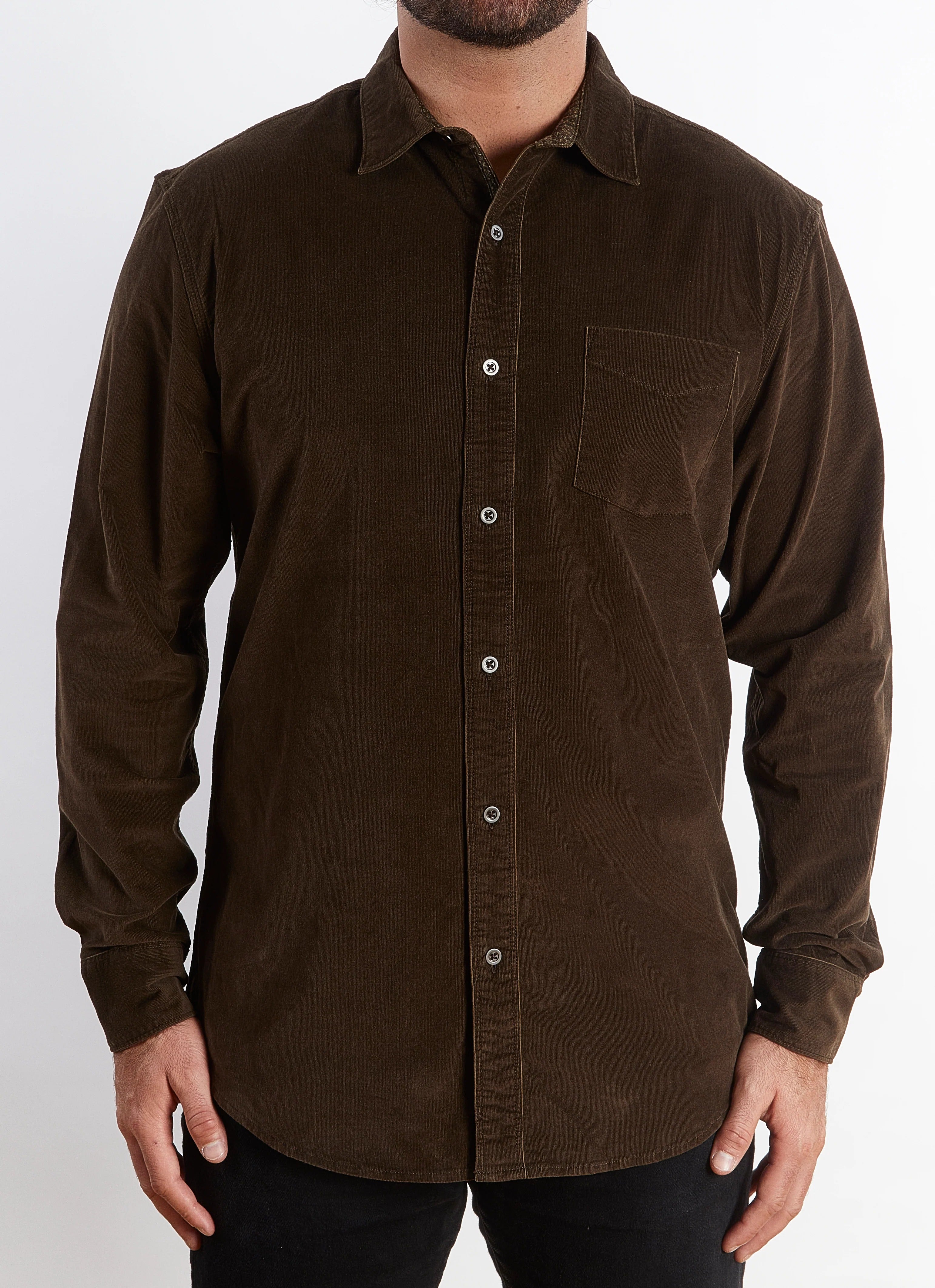 Wholesale,Nicoby Age of Wisdom, Nicoby Age of Wisdom Brown Mystic Stretch Overdyed Corduroy Shirt, Brown, Large-46-TagL