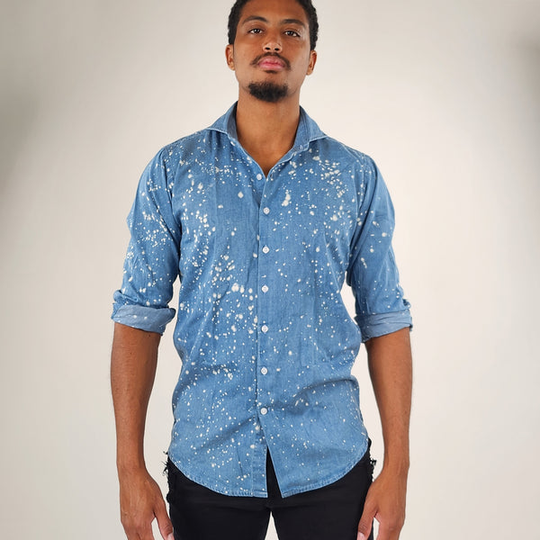 Brisk Bleach Splash Denim Shirt – Taelor.Style