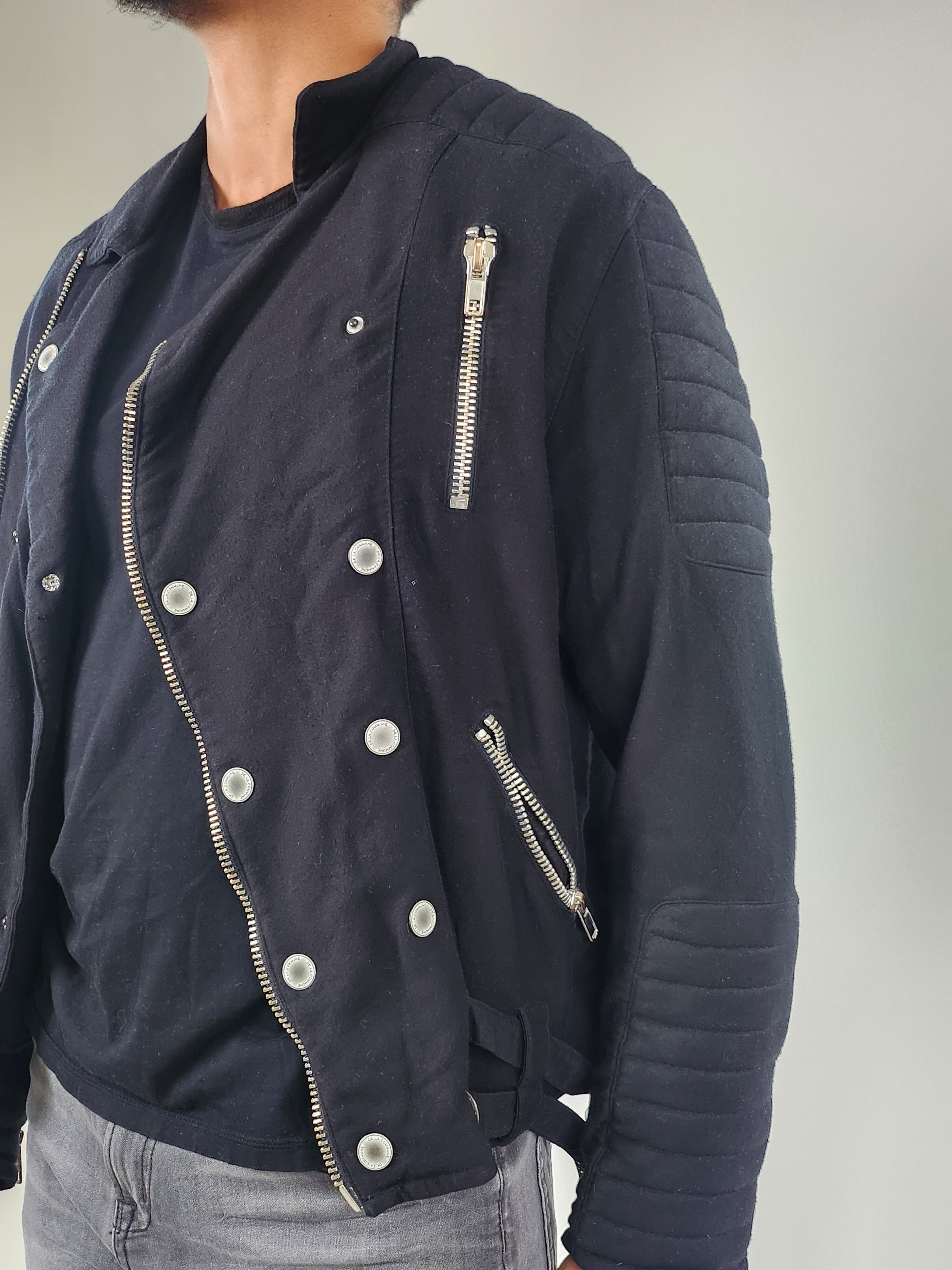 Wholesale,Reesedeluca, Reese De Luca Black Long Sleeve Jacket with Padded Sleeves and Shoulders, Black, Medium-44-TagM