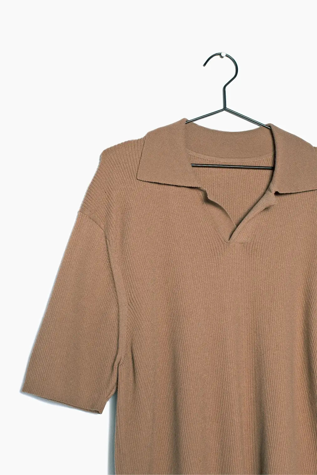 Faire,Common Market, Common Market Tan Relaxed Fit Short Sleeve Polo, Tan, Medium-40-TagM
