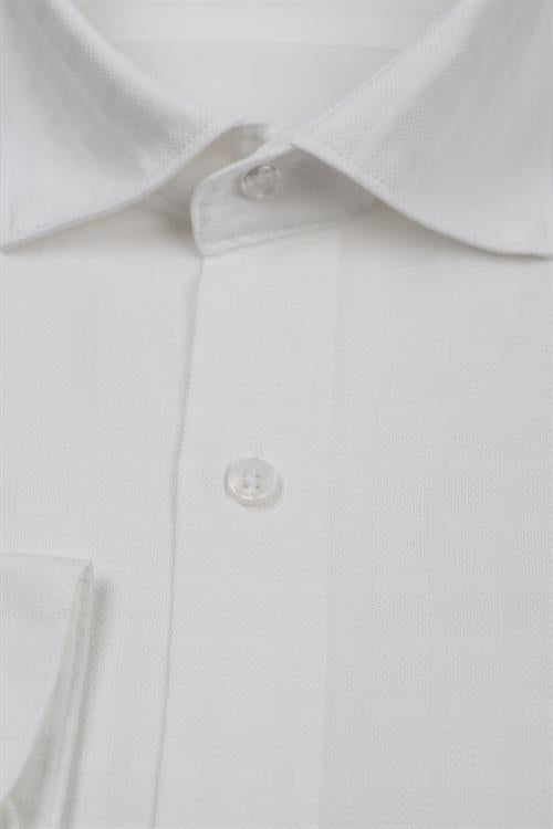 Jakamen White Textured Long Sleeve Button Up Shirt