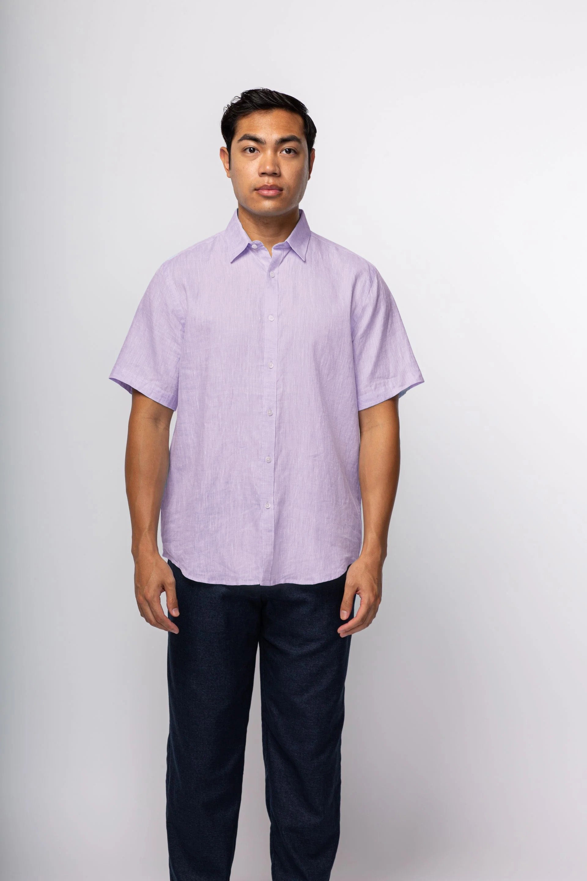 Brand Partner,Stitch Note, Stitch Note Purple The Redford Essentials Short Sleeve Shirt, Purple, Large-45-TagL