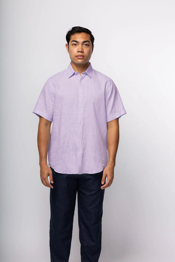 Stitch Note Purple The Redford Essentials Short Sleeve Shirt