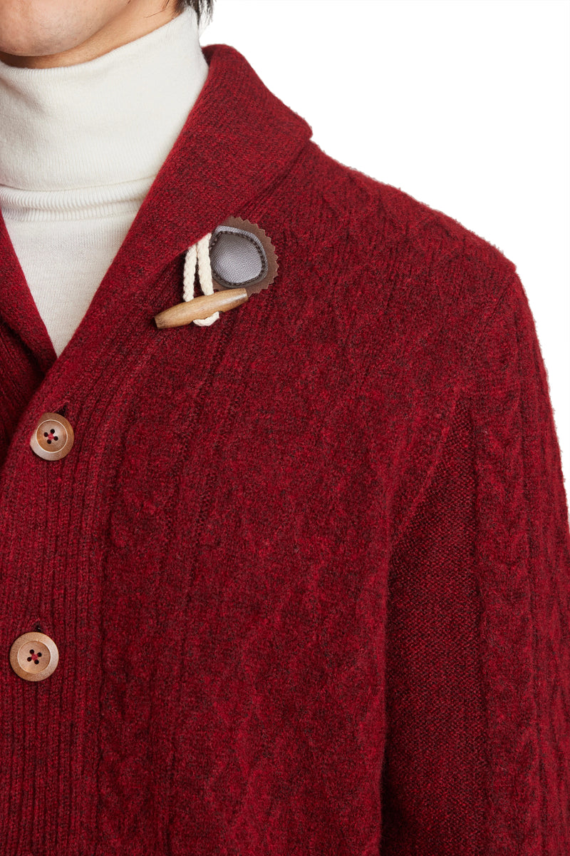 Paisley & Gray Maroon Toggle Wool-Blend Shawl Collar Cardigan