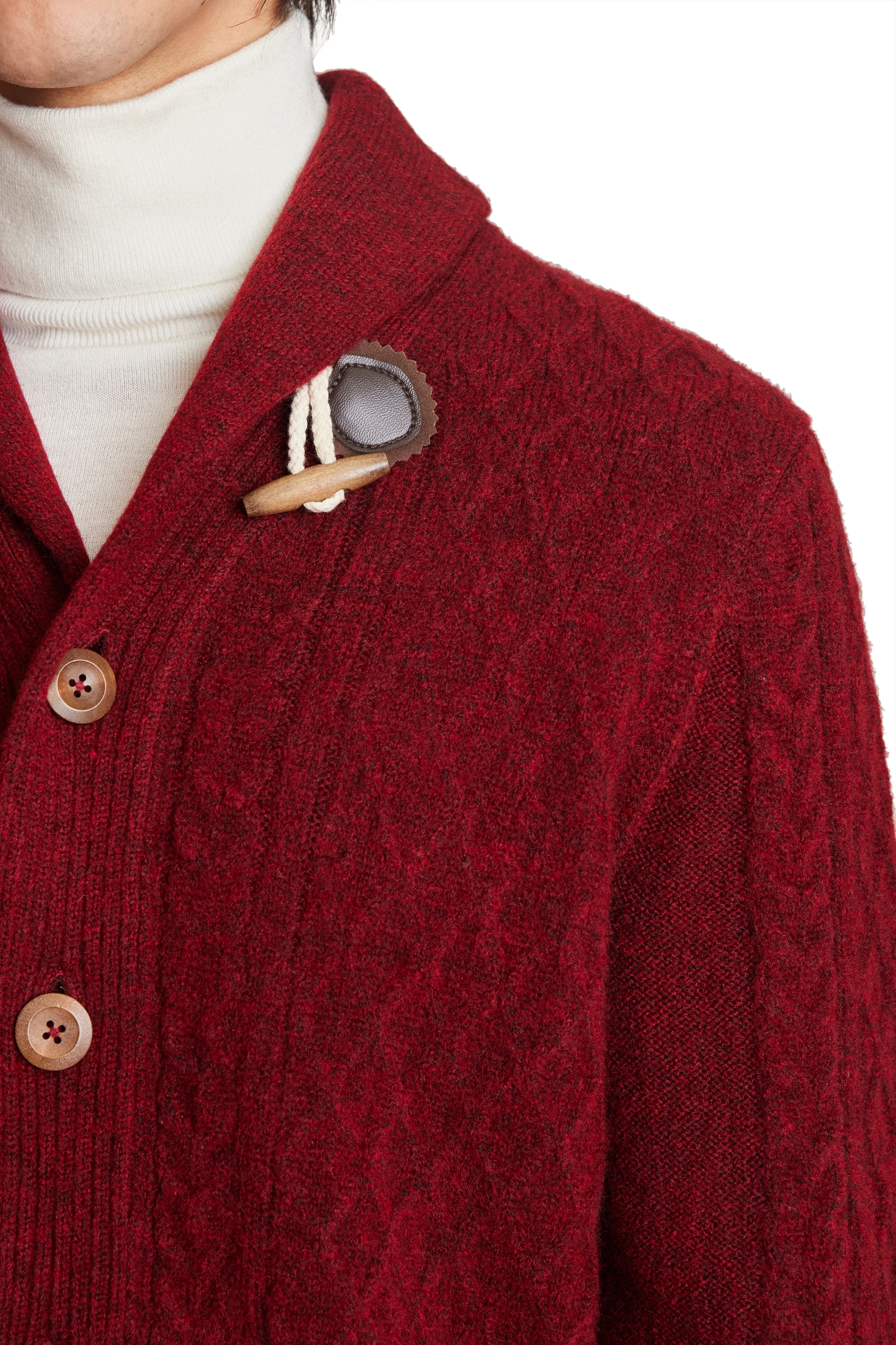 Other,Paisley & Gray, Paisley & Gray Maroon Toggle Wool-Blend Shawl Collar Cardigan, Red, Large-46-TagL