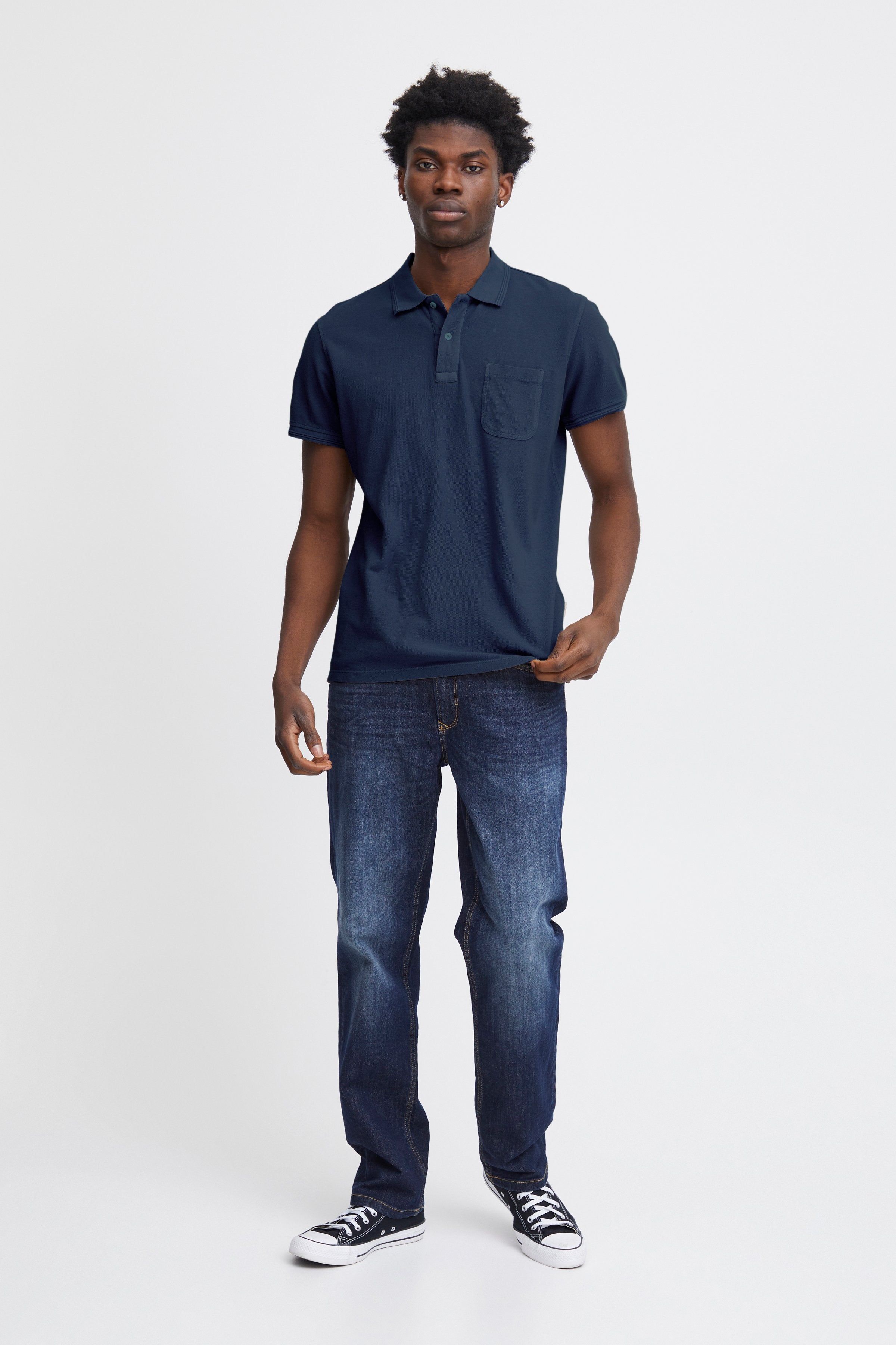 Wholesale,Blend, Blend Navy Short Sleeve Polo, Blue, Large-44-TagL