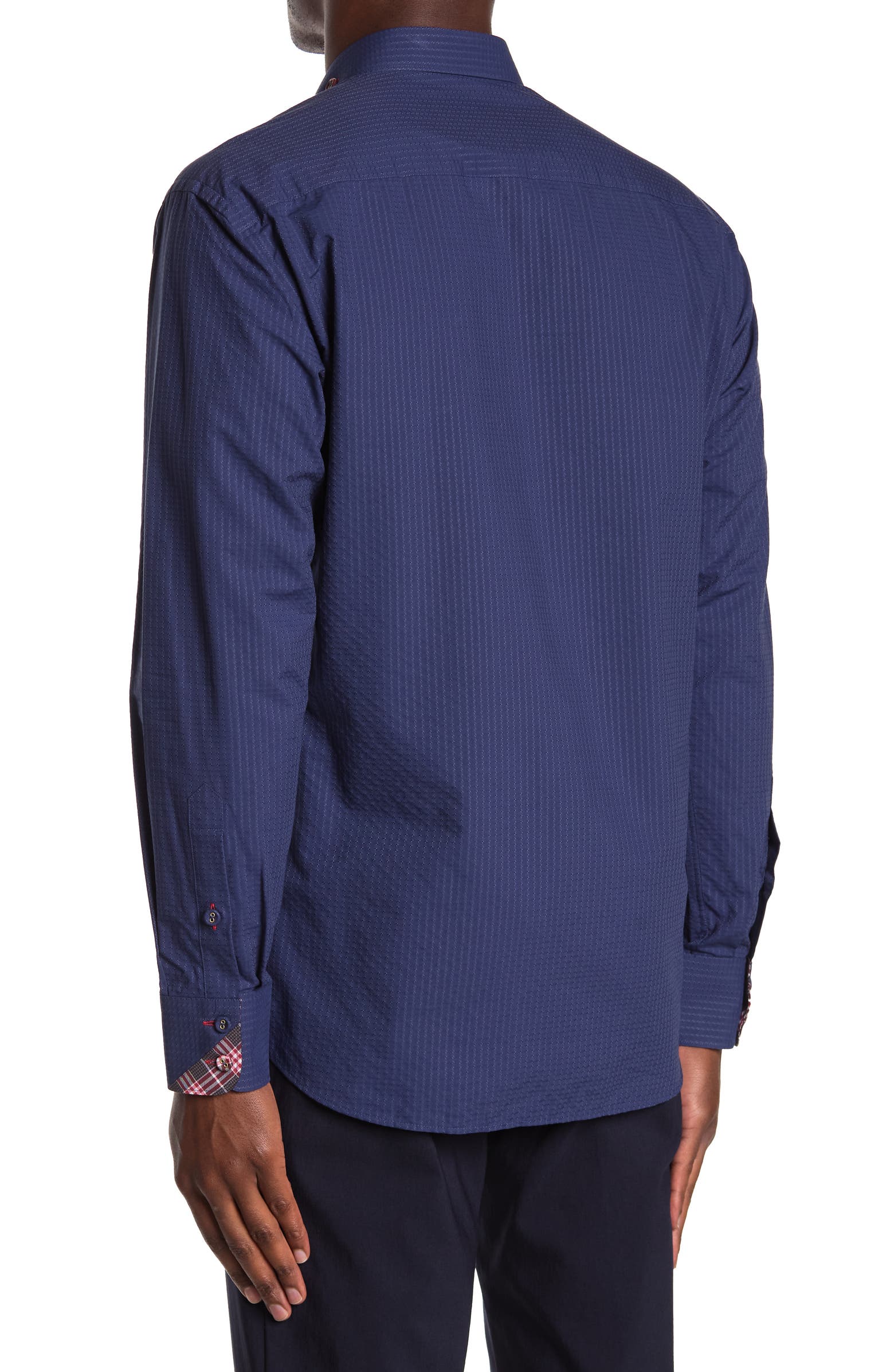 Nordstrom Rack,Maceoo, MACEOO Blue Tonal Textured Button-up Shirt, Blue, Small-41-TagS