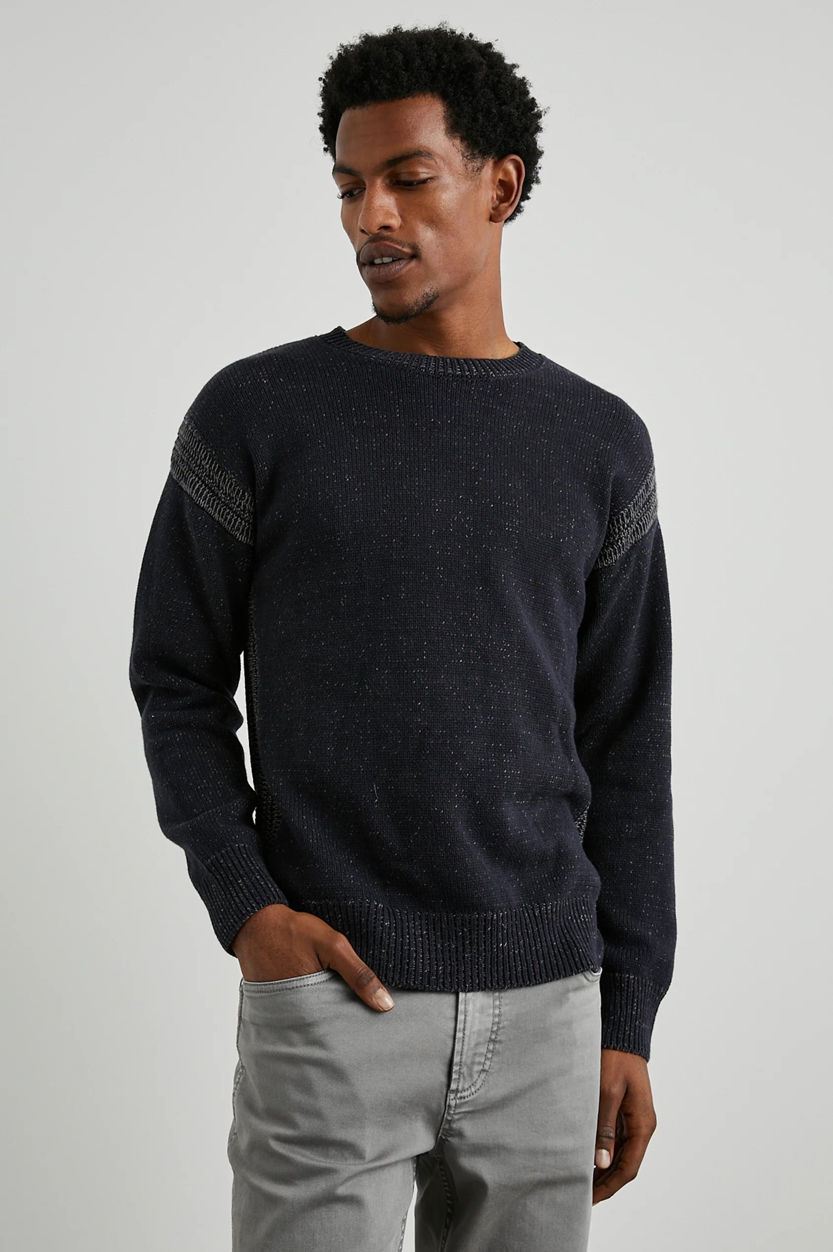 Wholesale,Rails, Rails Navy Cotton Blend Stitching Detail Sweater, Blue, Medium-44-TagM