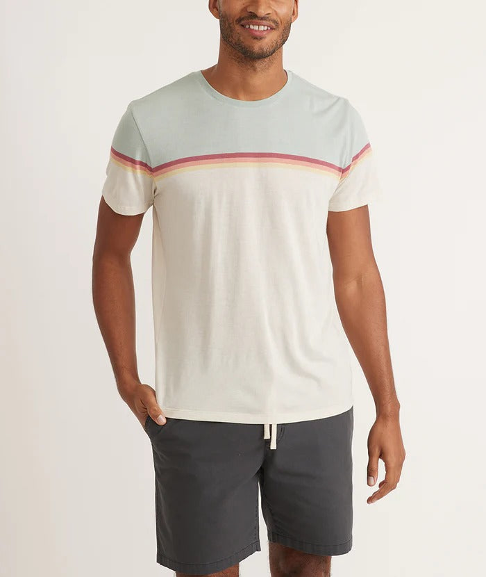 Wholesale,Marine Layer, Marine Layer Stripe Green/Antique White Crewneck Tee, Green, Extra Extra Large-51-TagXXL