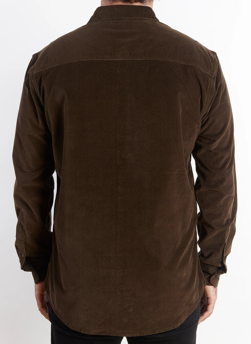 Nicoby Age of Wisdom Brown Mystic Stretch Overdyed Corduroy Shirt