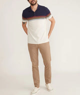 Marine Layer Navy Colorblock Stripe Short Sleeve Polo