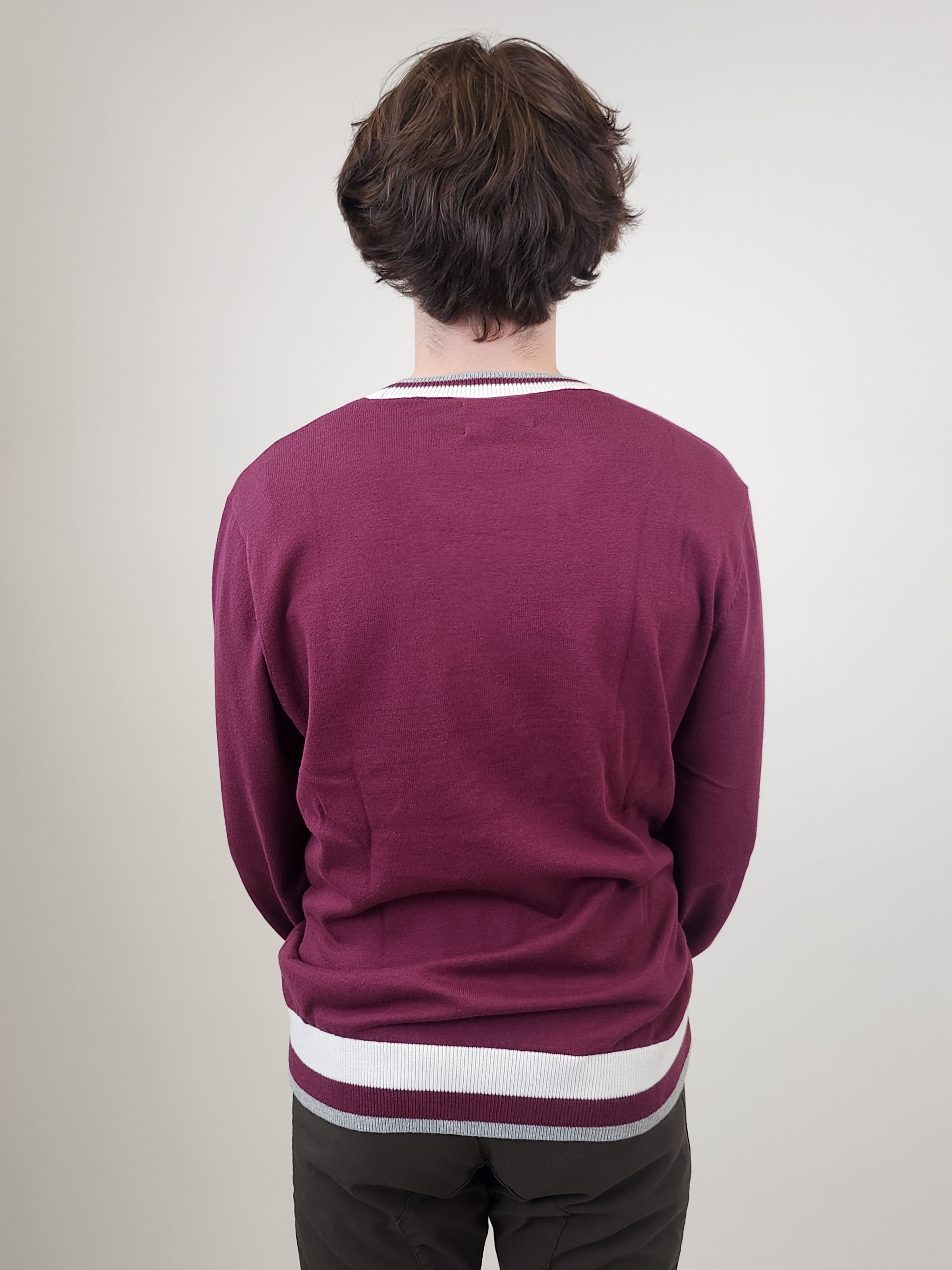 Wholesale,Bonobos, Bonobos Burgundy Knit Crewneck Golf Sweater with White Contrast, Red, Large-46-TagL
