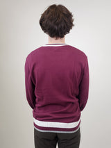 Bonobos Burgundy Knit Crewneck Golf Sweater with White Contrast