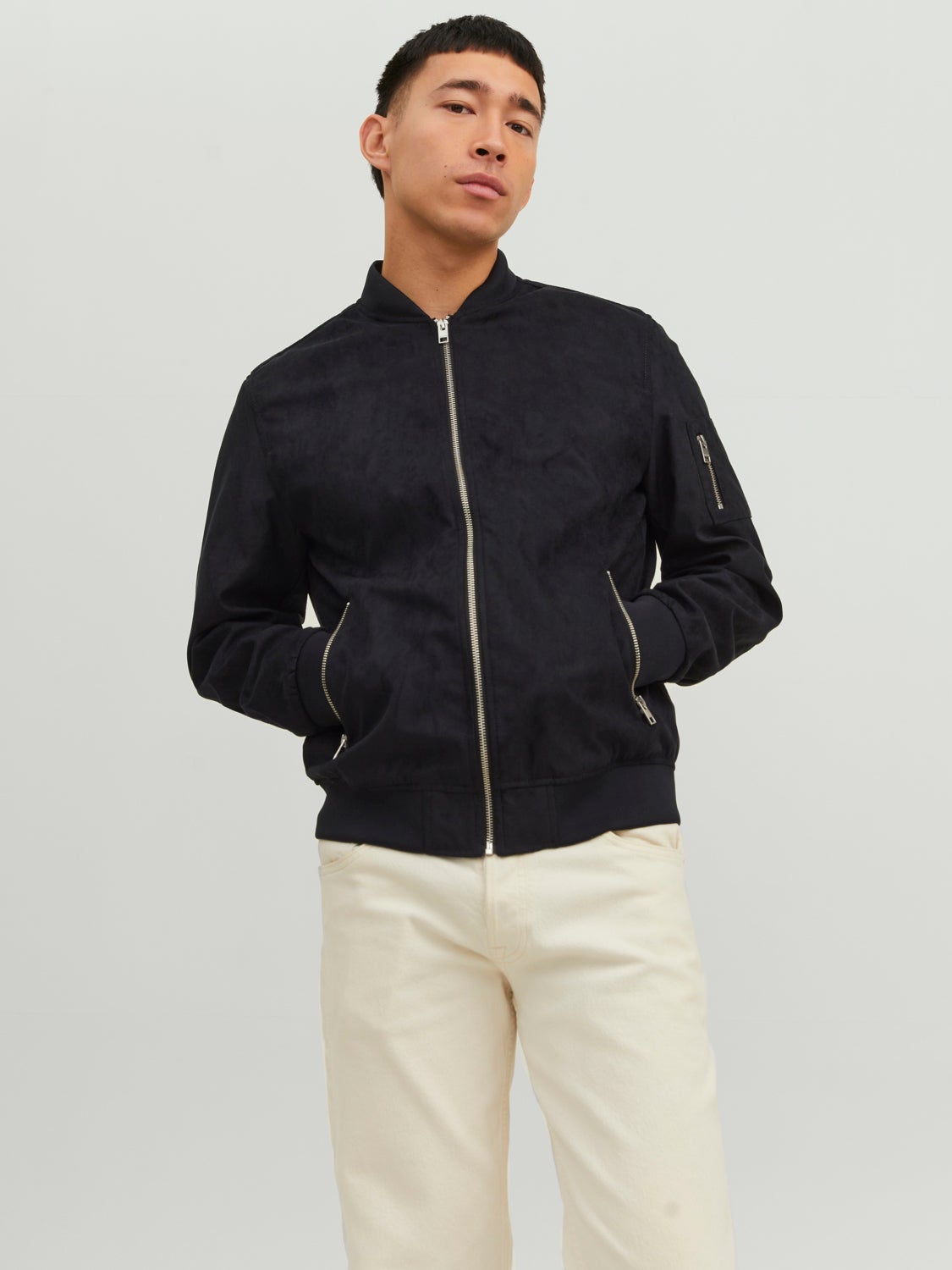 Wholesale,Jack & Jones, Jack & Jones Black Faux Suede Bomber Jacket, Black, Extra Extra Large-50-TagXXL