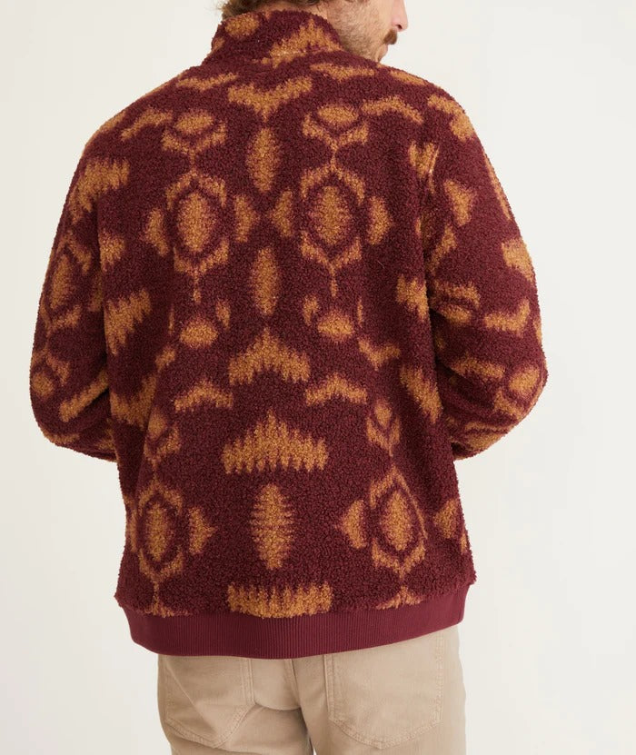 Marine Layer Burgundy Geo Print Sherpa Full Zip