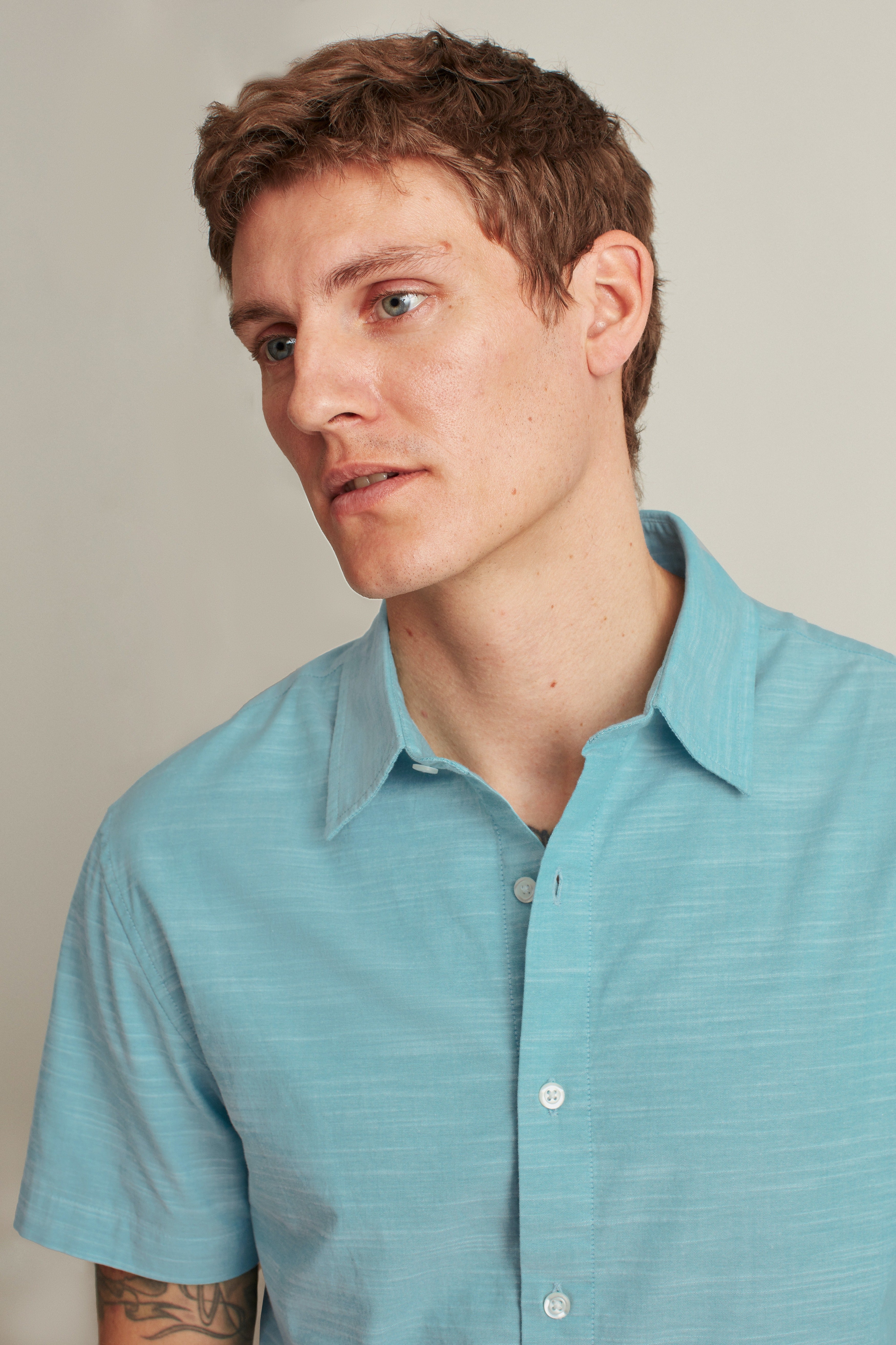 Wholesale,Bonobos, Bonobos Aqua Textured Stretch Short Sleeve Shirt, Blue, Medium-42-TagM