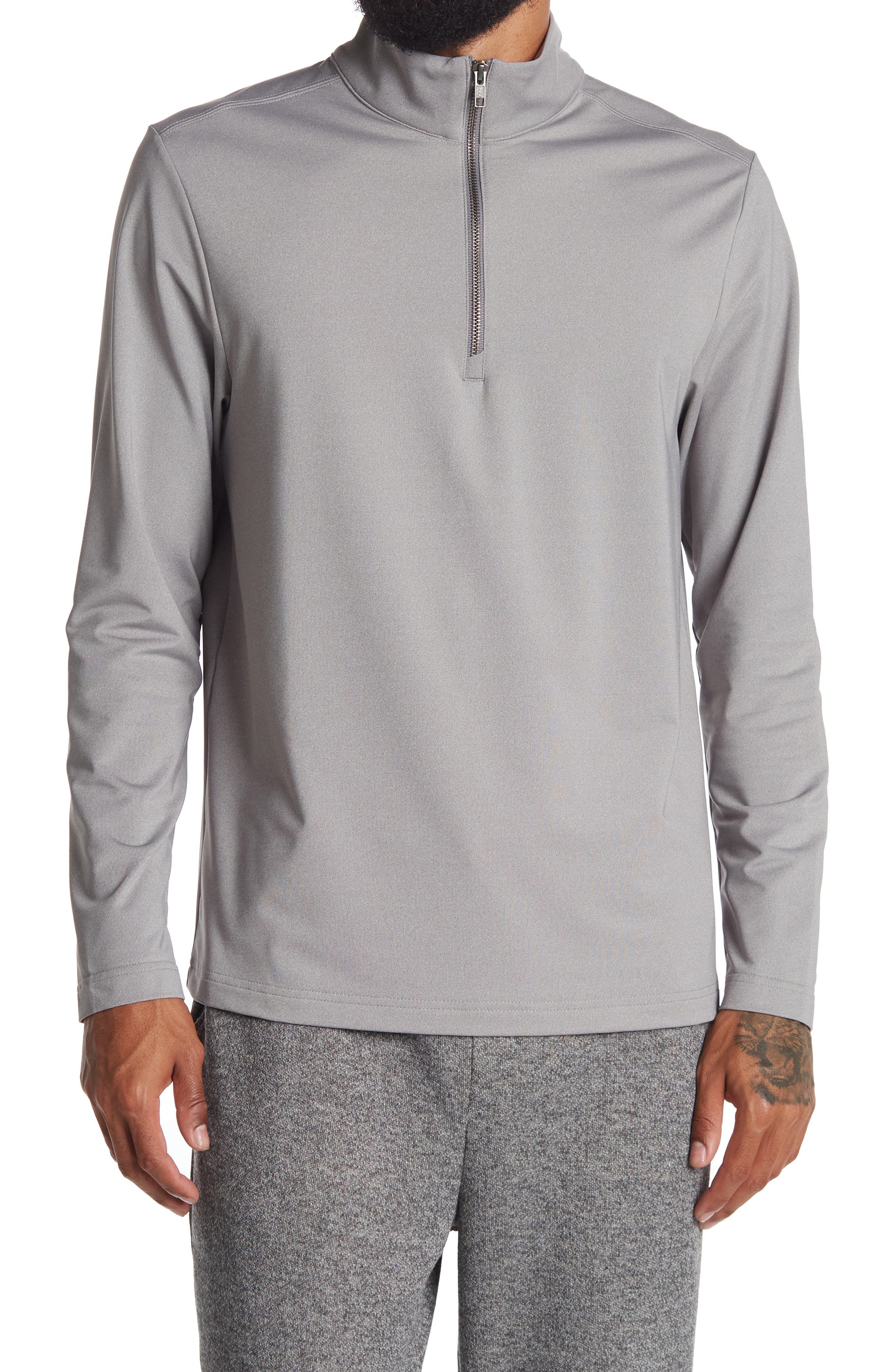 Nordstorm Rack,14th & Union, 14th & Union Light Grey Performance Qtr Zip, Grey, Extra Large-46-TagL