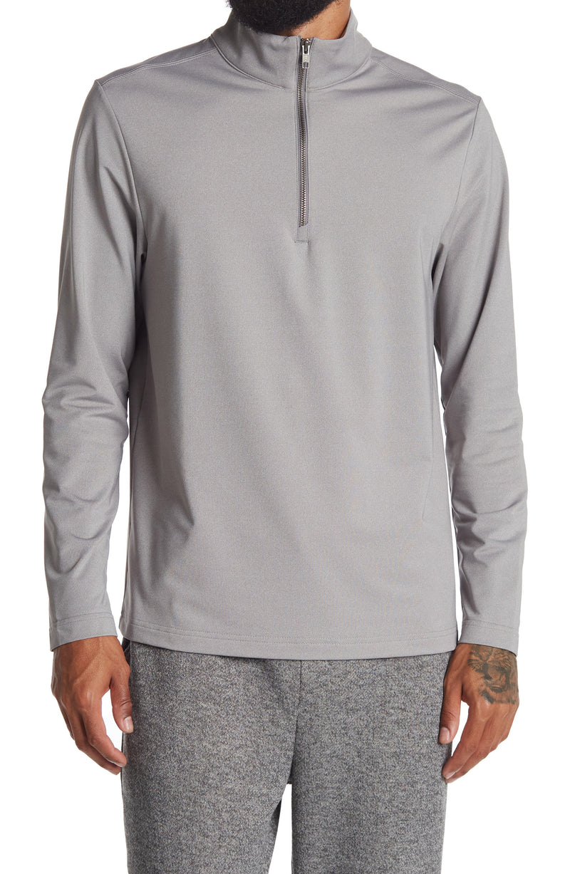 14TH AND UNION Light Grey Performance Quarter Zip Pullover